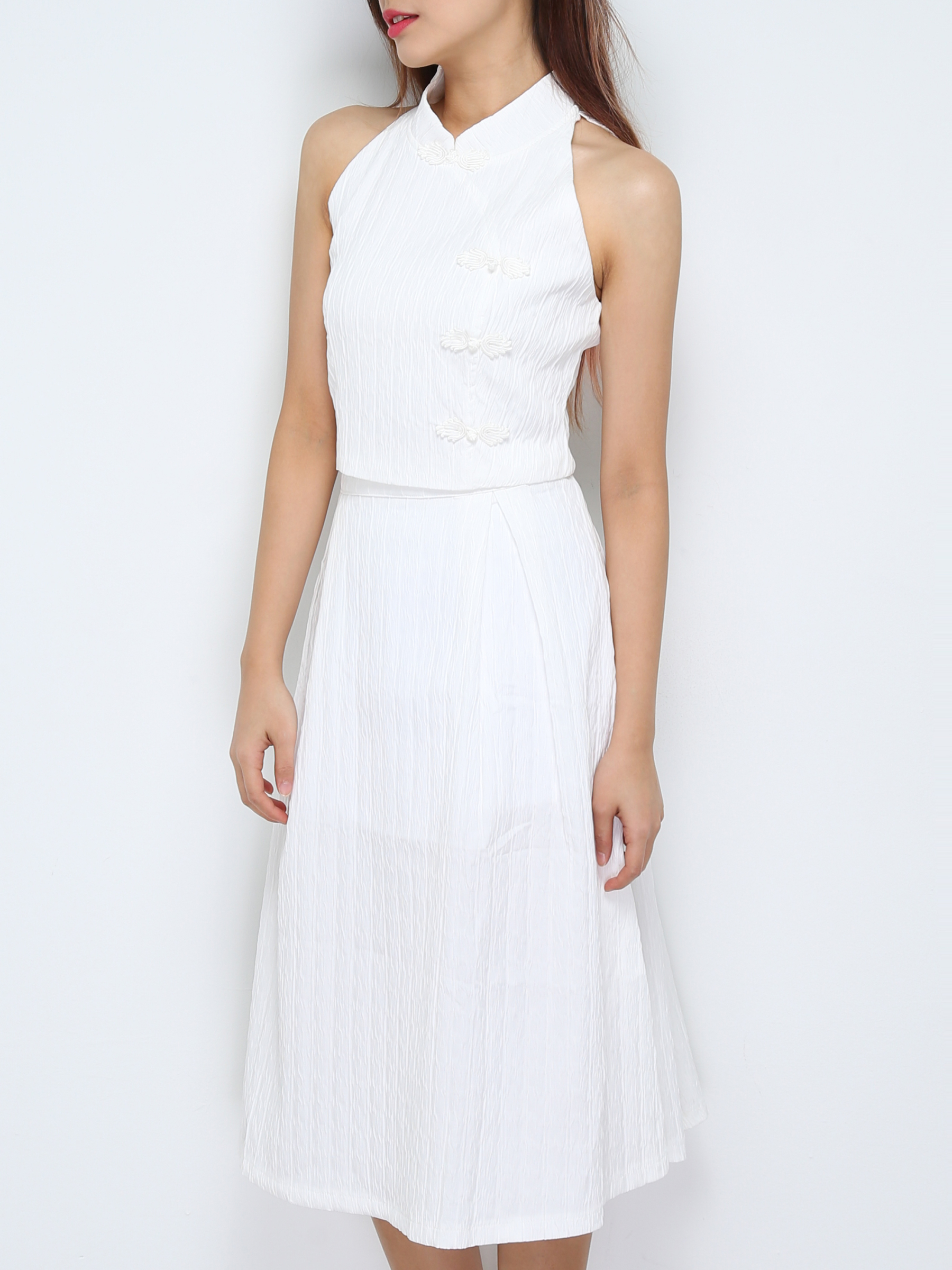 Sleeveless Back Zip Top With Long Skirt Set 30861