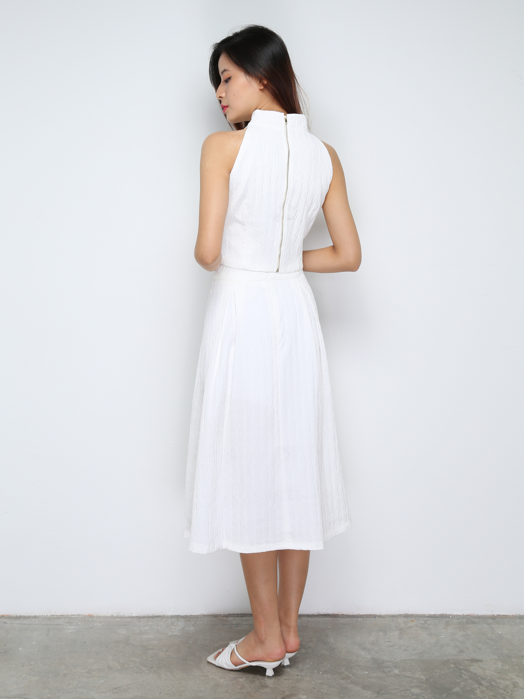 Sleeveless Back Zip Top With Long Skirt Set 30861