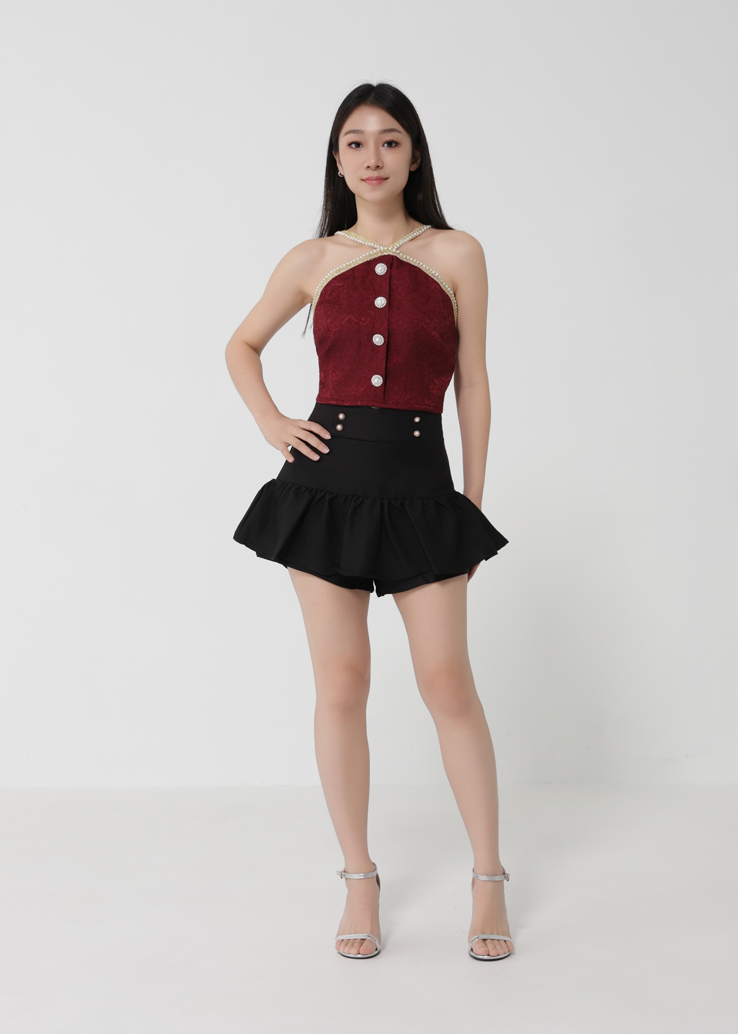 Decorative Button With Strap Top 30951