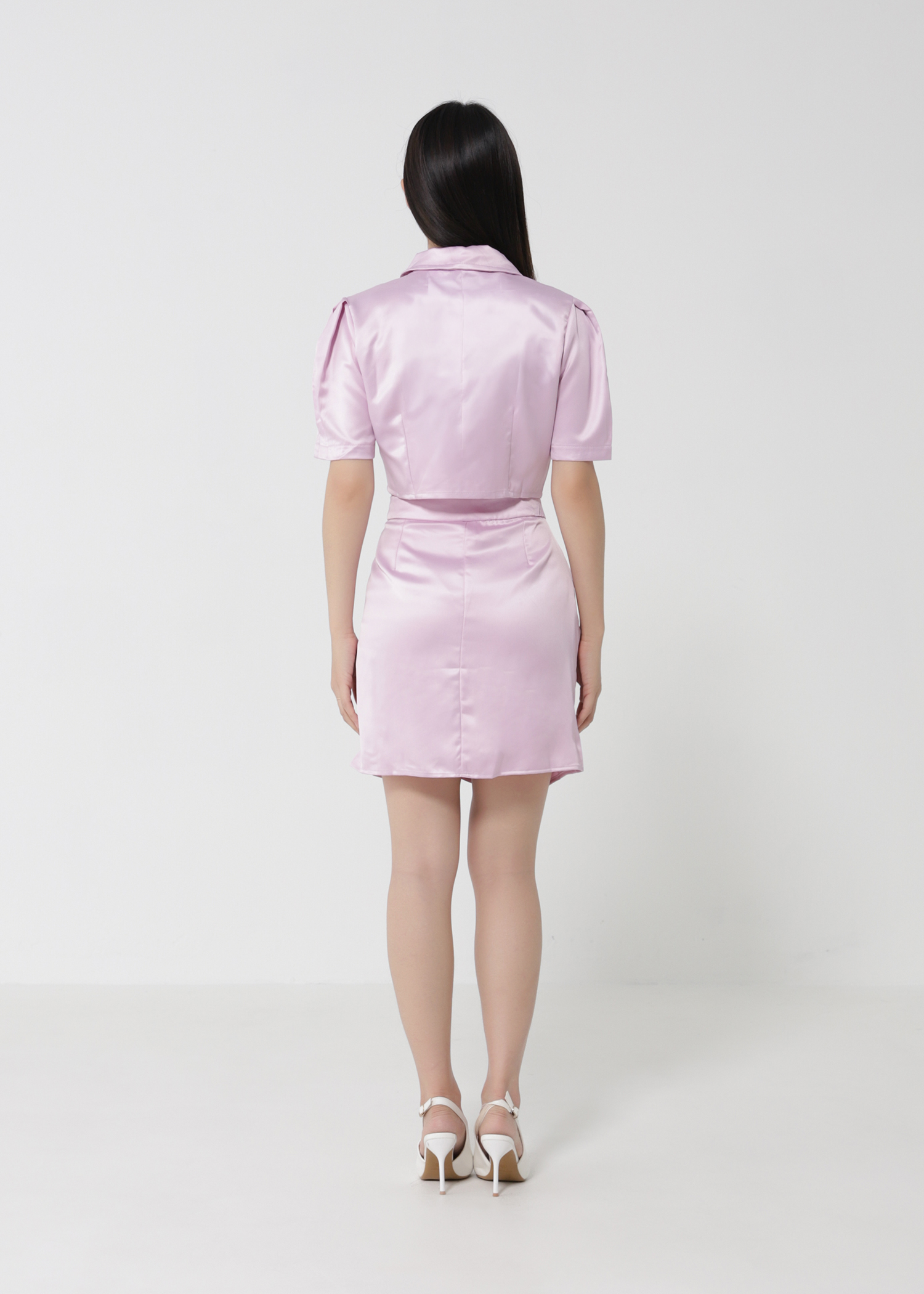 Wrap Top With Side Pleated Skirt Set 30978