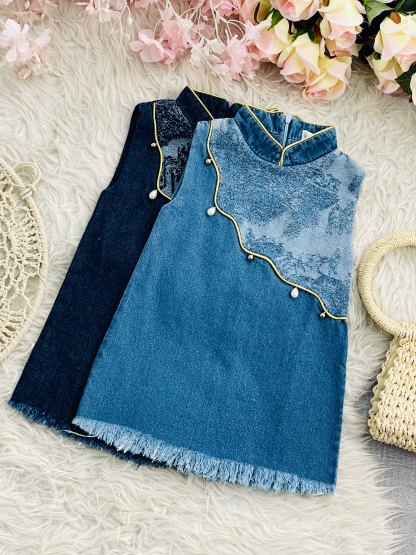 Denim Sleeveless Back Zip Top 31007 (SPO)