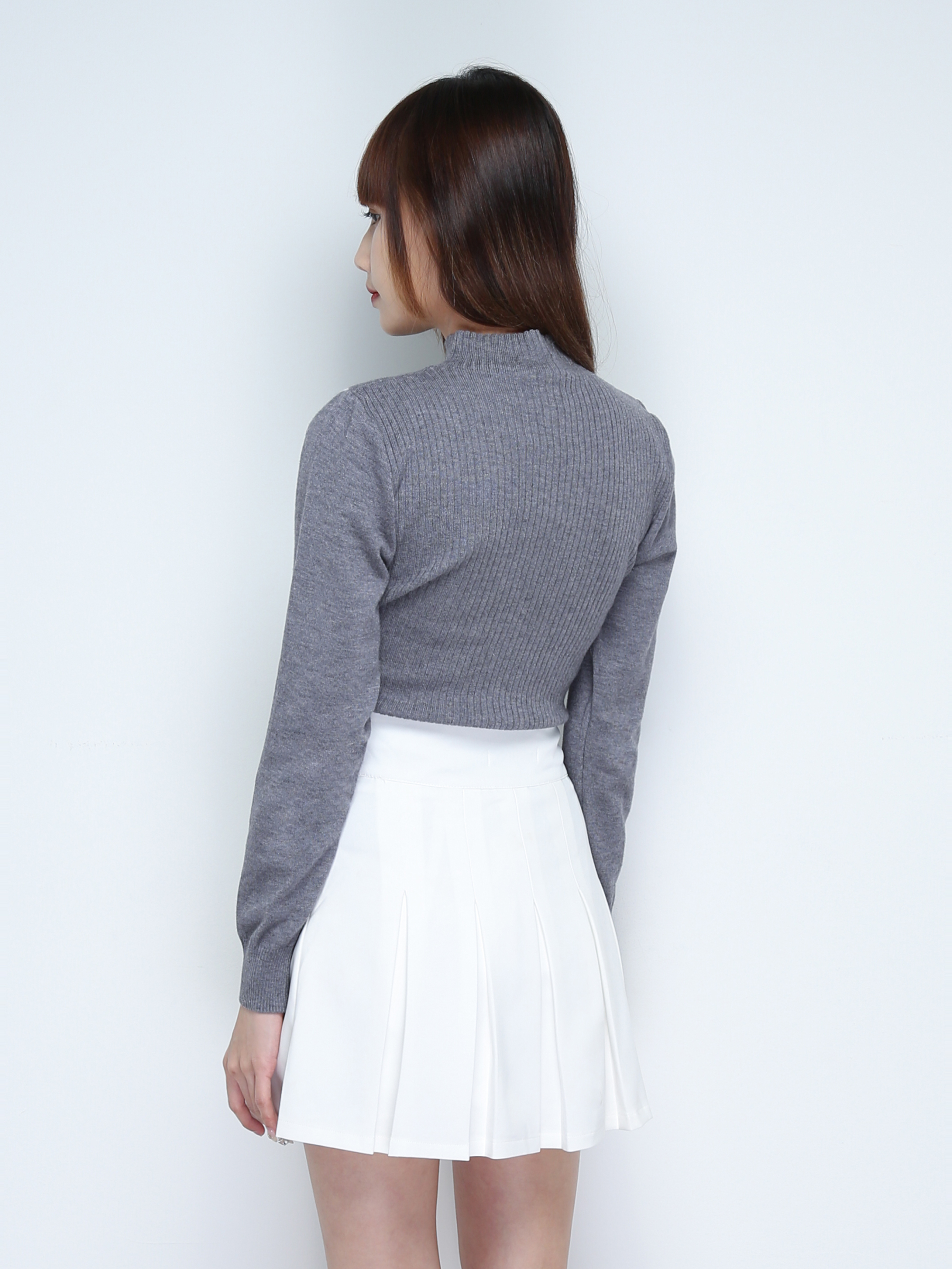 Side Zip Front Decorative Pocket Pleated Skirt Pant 31134 (SPO)