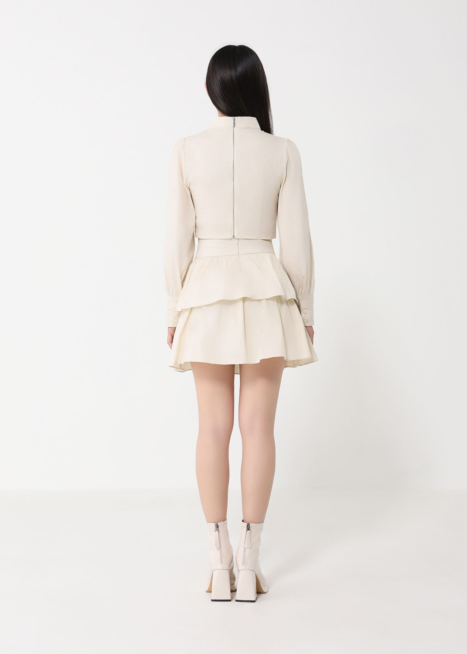 Long Sleeve Top With Layered Skirt Set 31061