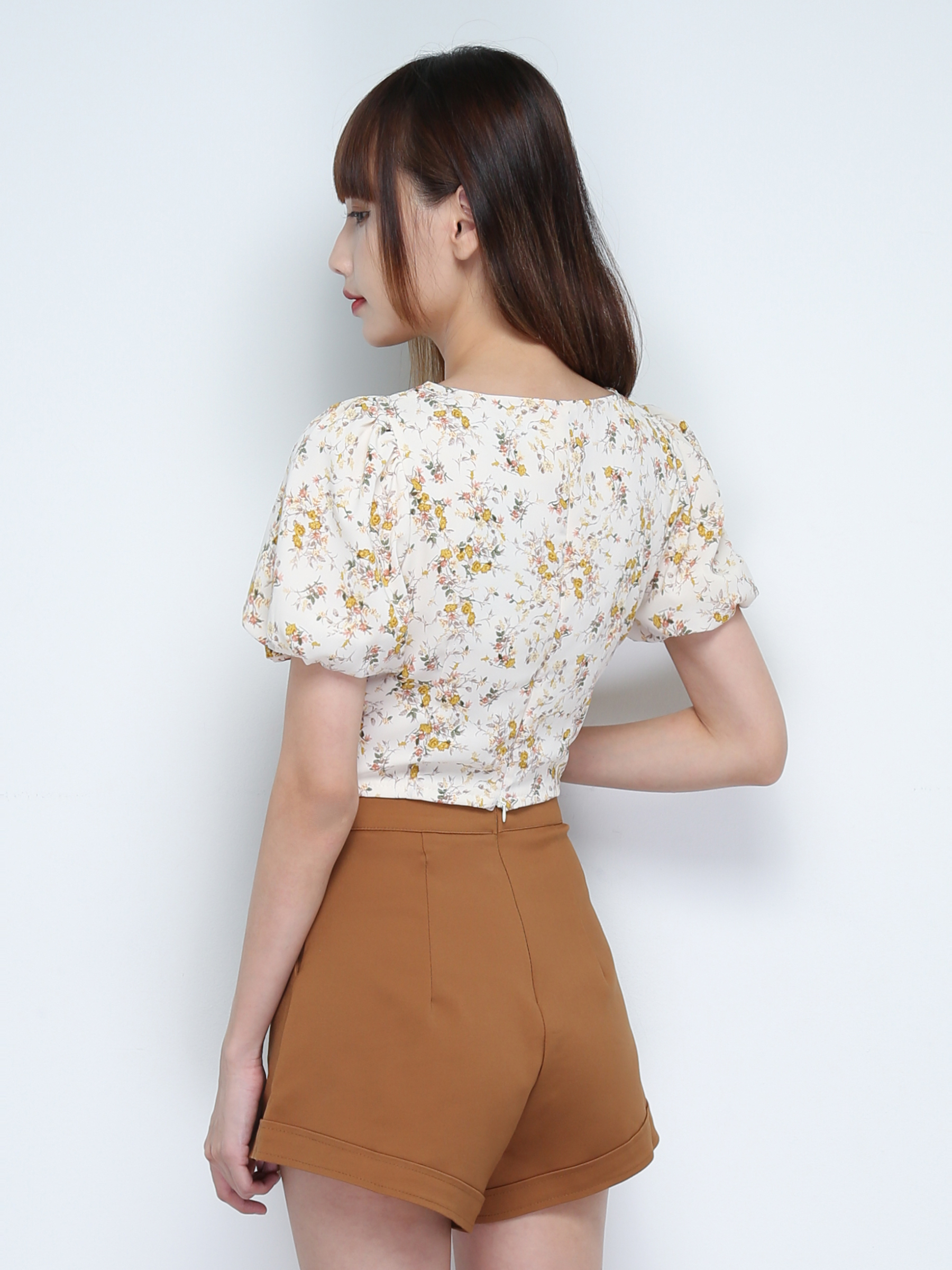 Short Sleeve Pleated Top With Short Pant Set 31083