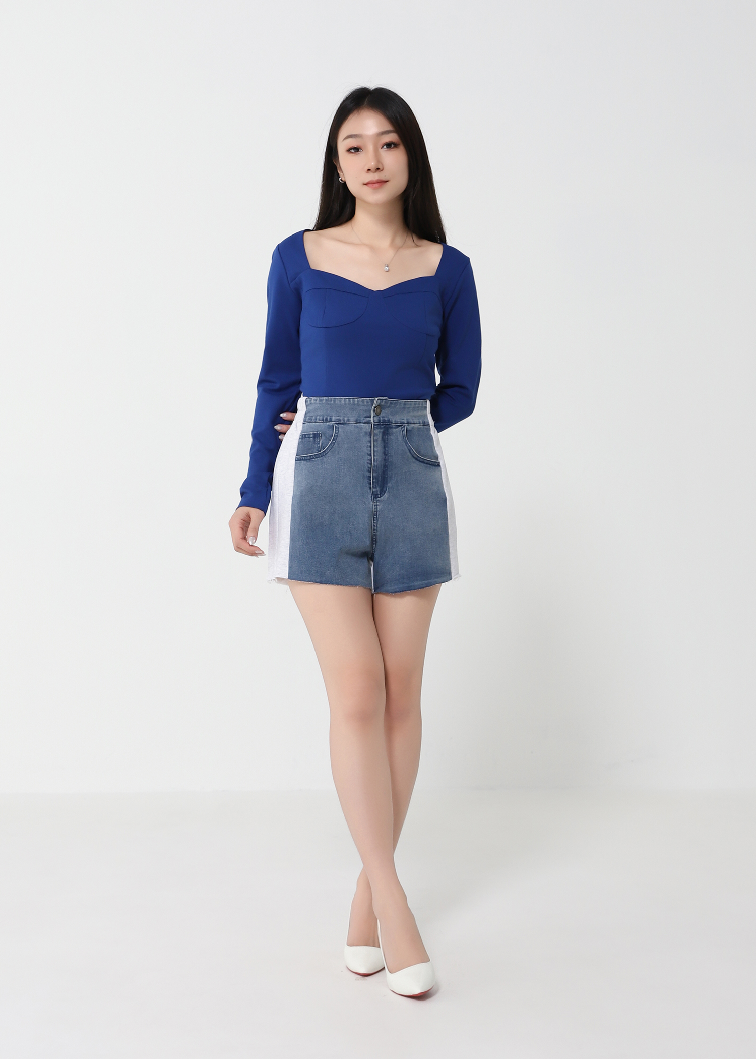 Denim High Waist Front Pocket Short Pant 31907