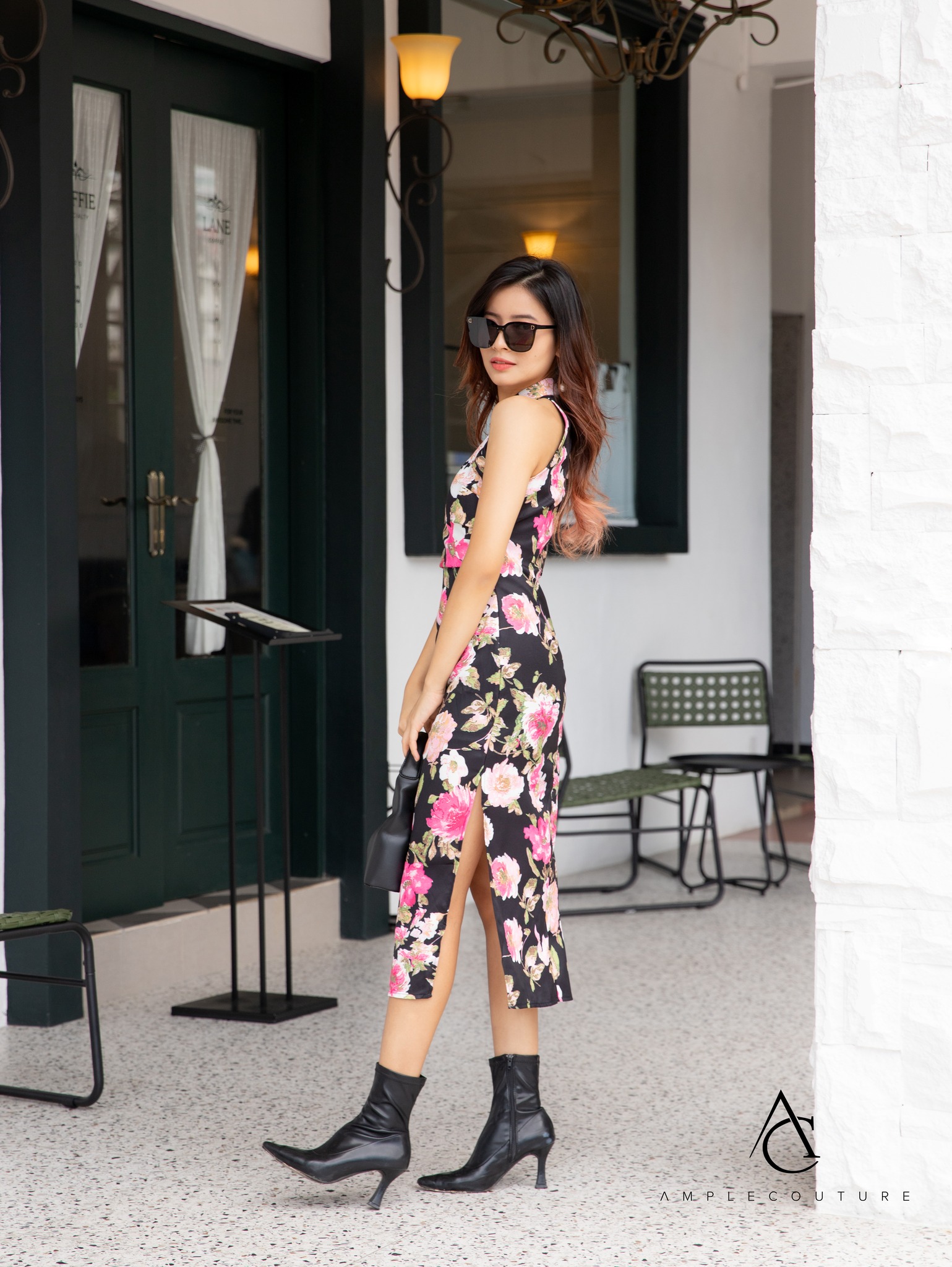 Sleeveless Back Zip Flower Print Dress 31135 (SPO)