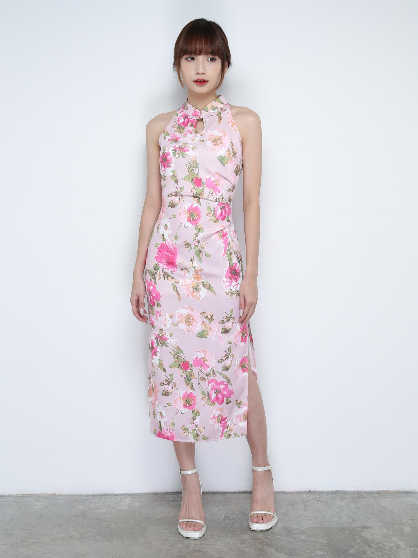 Sleeveless Back Zip Flower Print Dress 31135 (SPO)