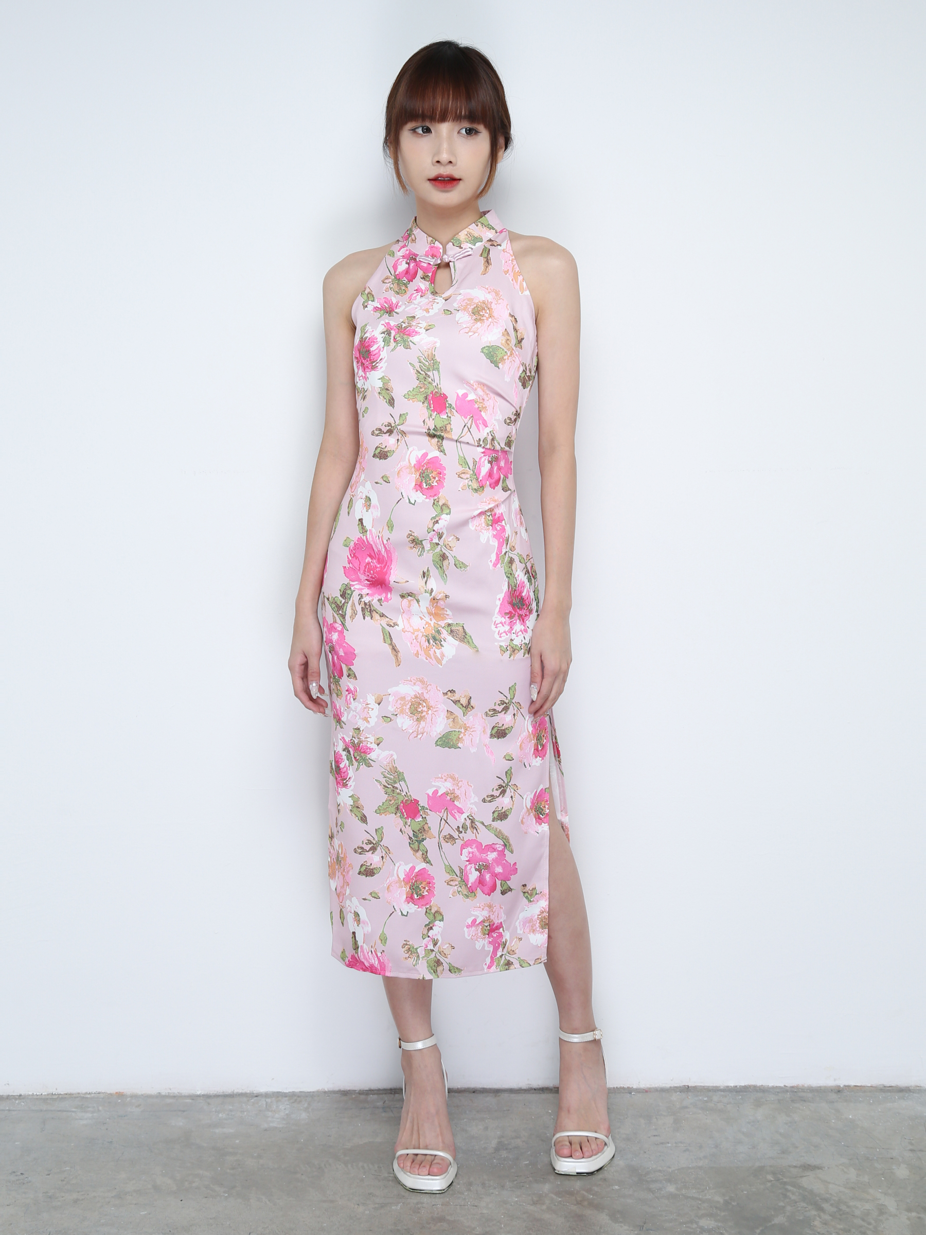 Sleeveless Back Zip Flower Print Dress 31135 (SPO)