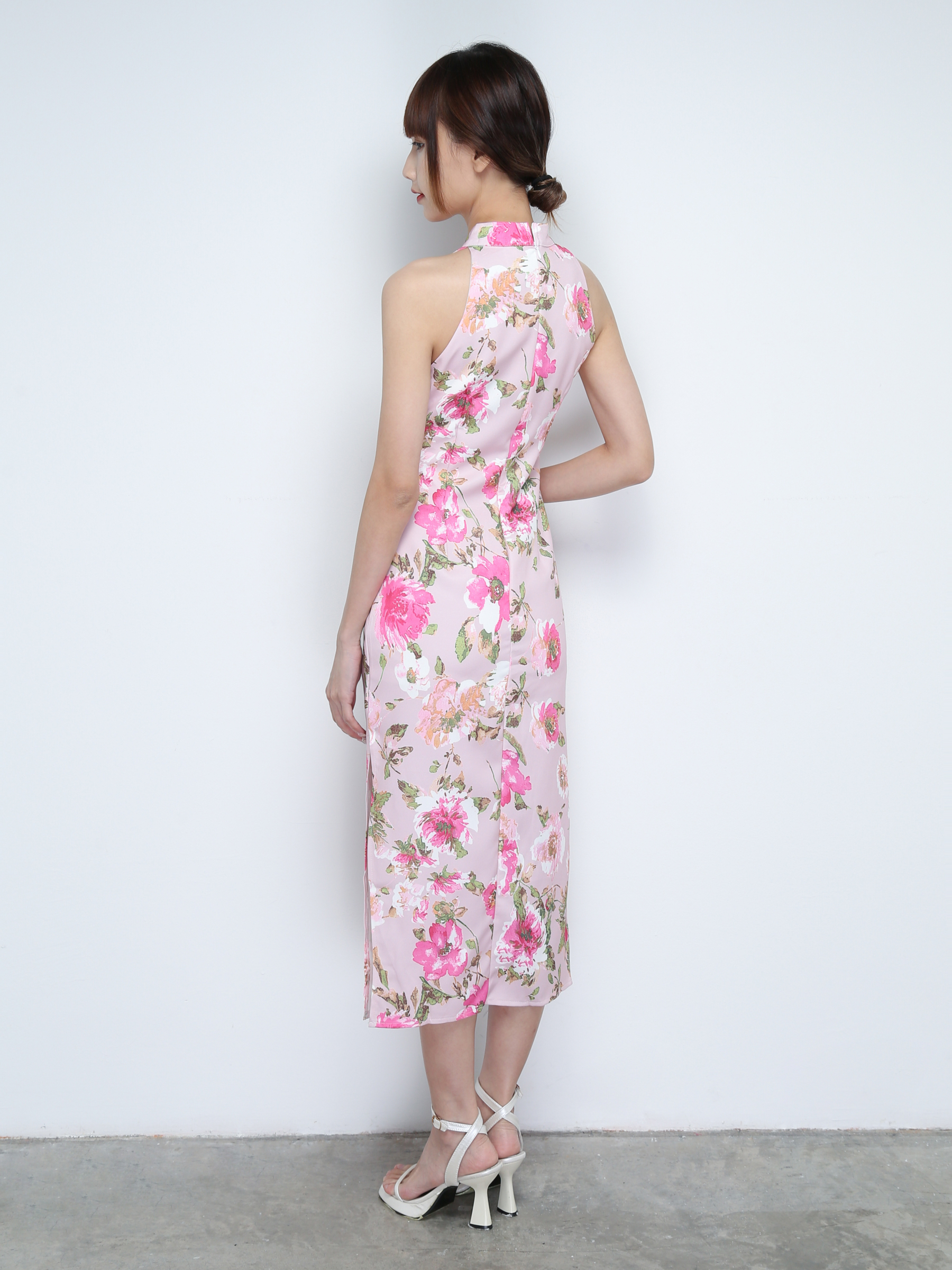 Sleeveless Back Zip Flower Print Dress 31135 (SPO)