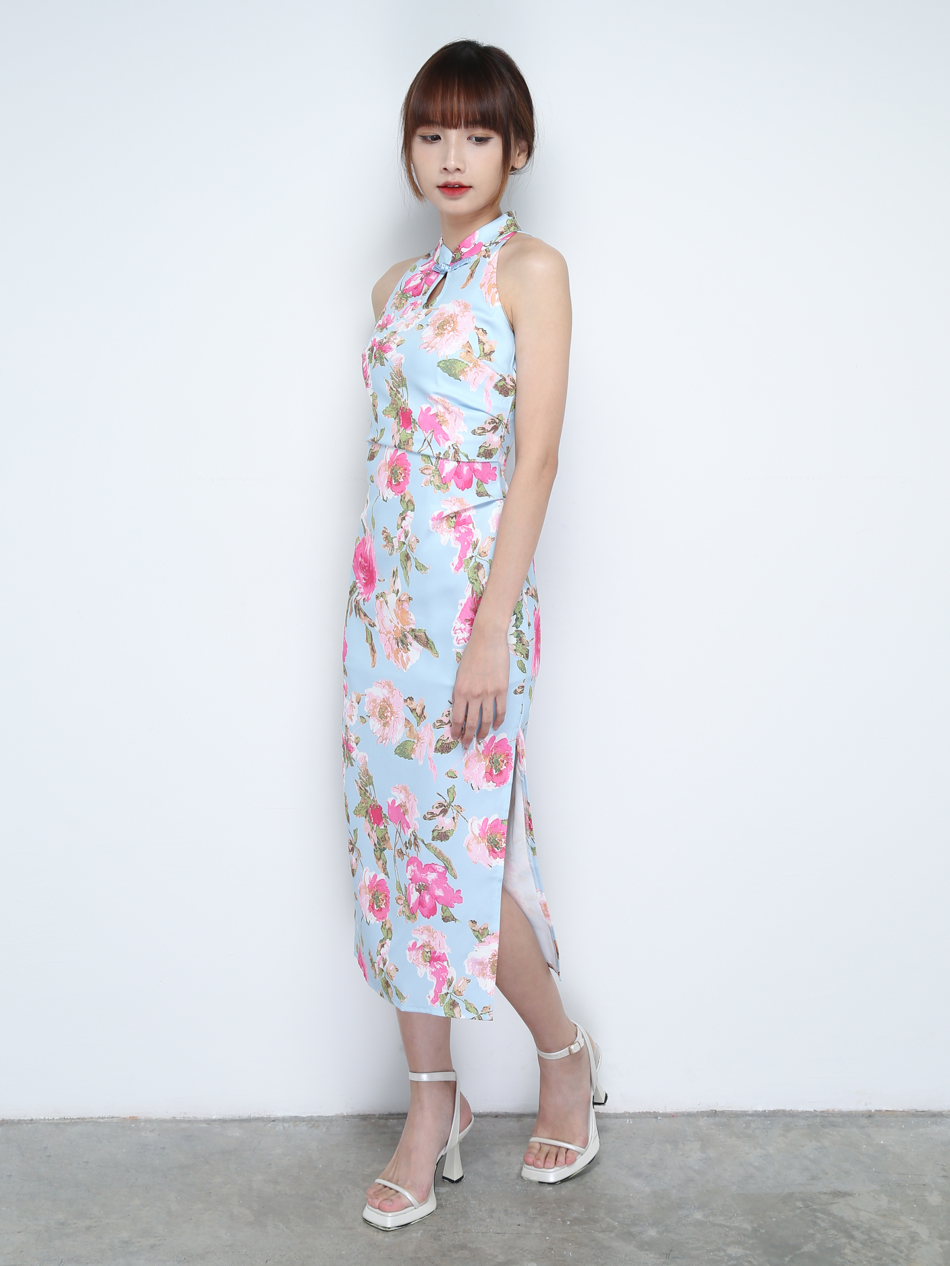 Sleeveless Back Zip Flower Print Dress 31135 (SPO)