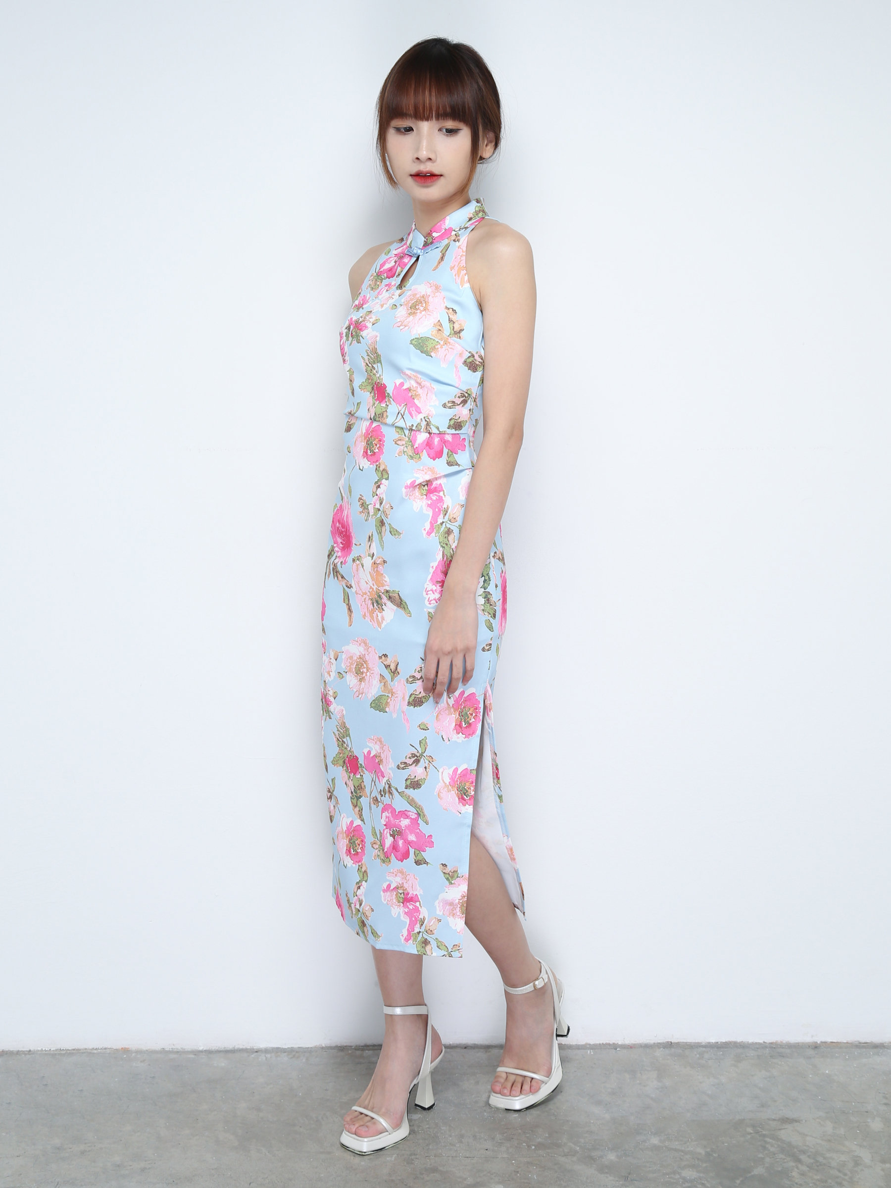 Sleeveless Back Zip Flower Print Dress 31135 (SPO)