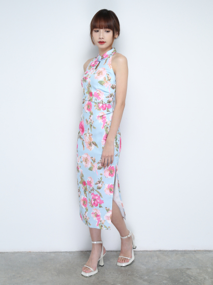 Sleeveless Back Zip Flower Print Dress 31135 (SPO)