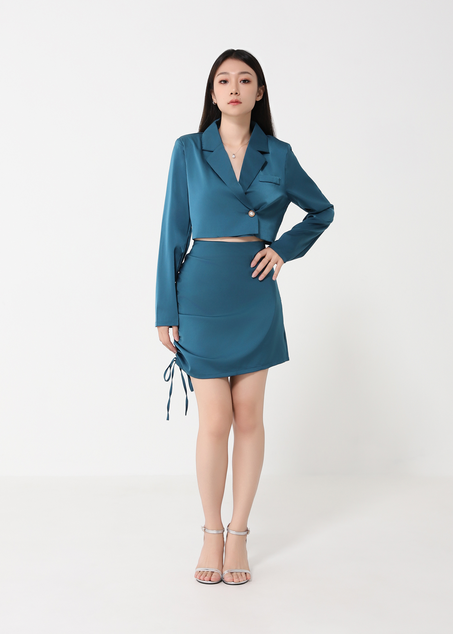 Formal Blazer With Side Drawstring Set 31336