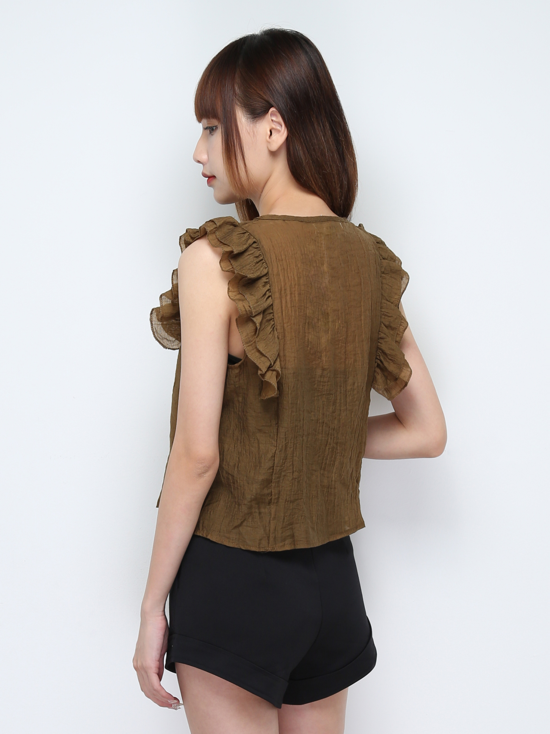 High Waist Waist Pleated Short Pants 31143