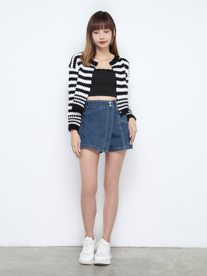 Denim Wrap Skirt Pants 31404