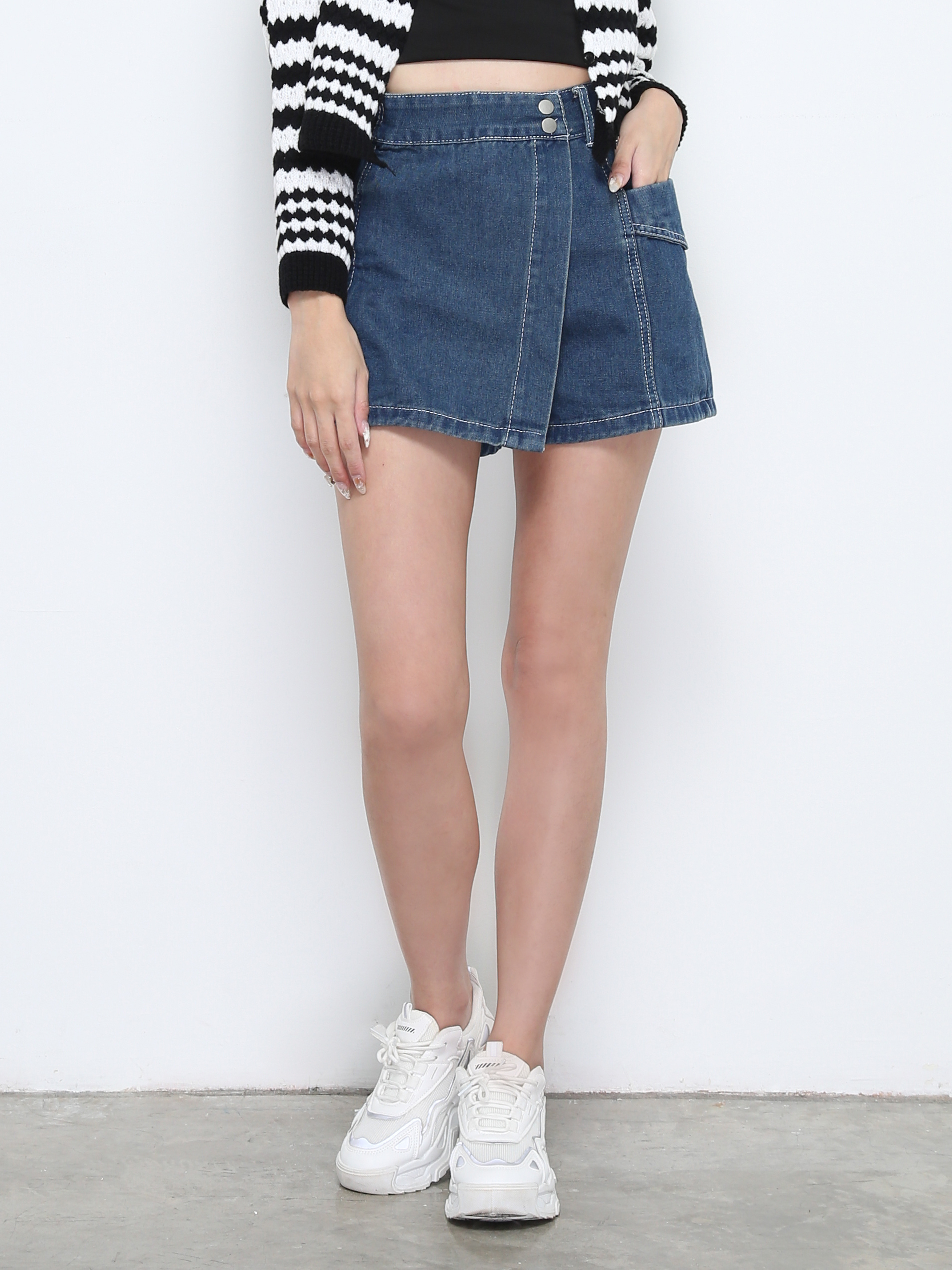 Denim Wrap Skirt Pants 31404