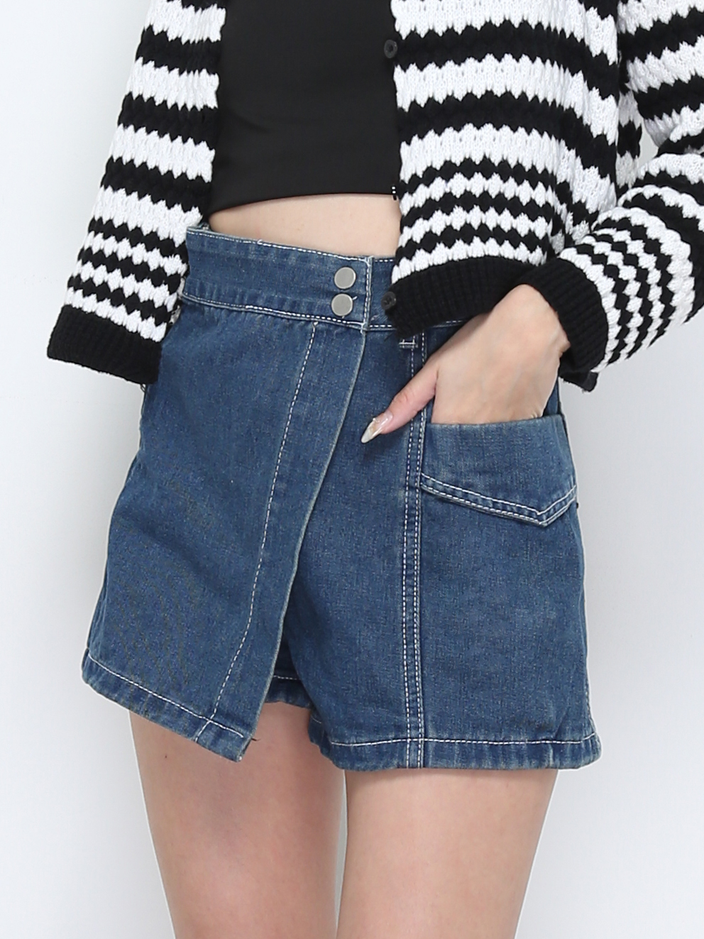 Denim Wrap Skirt Pants 31404