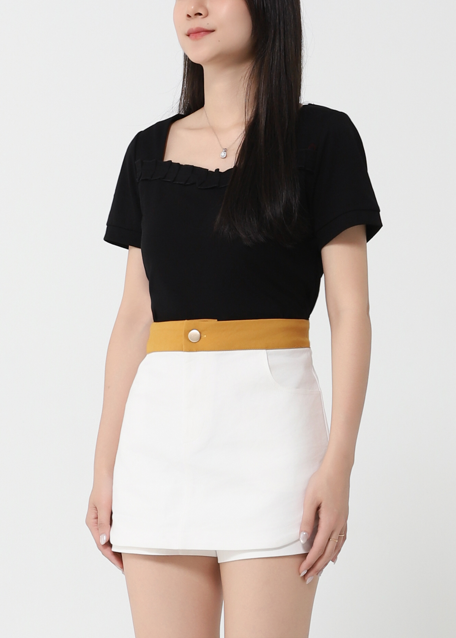 High Waist Two Tone Skirt Pants 31605