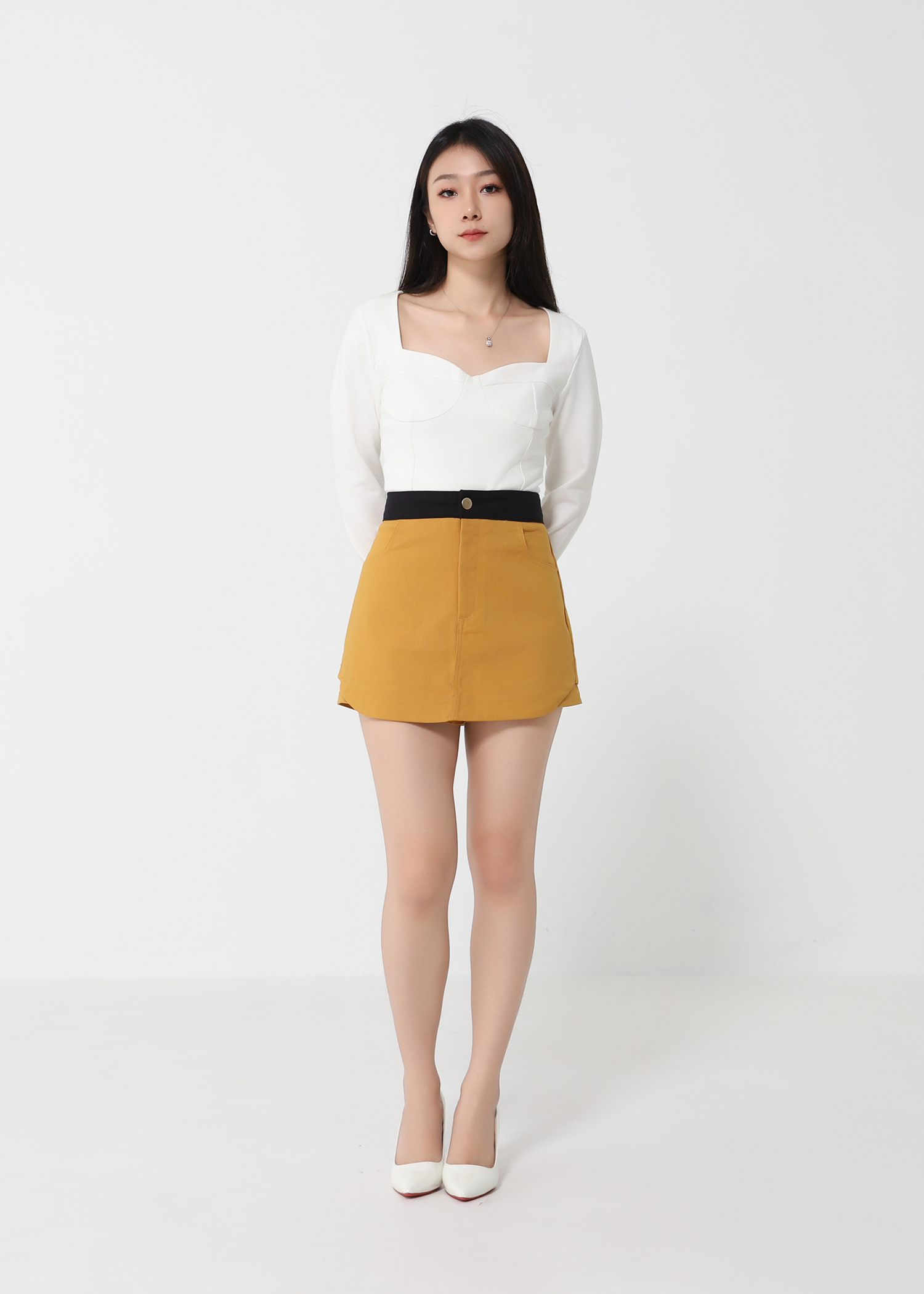 High Waist Two Tone Skirt Pants 31605