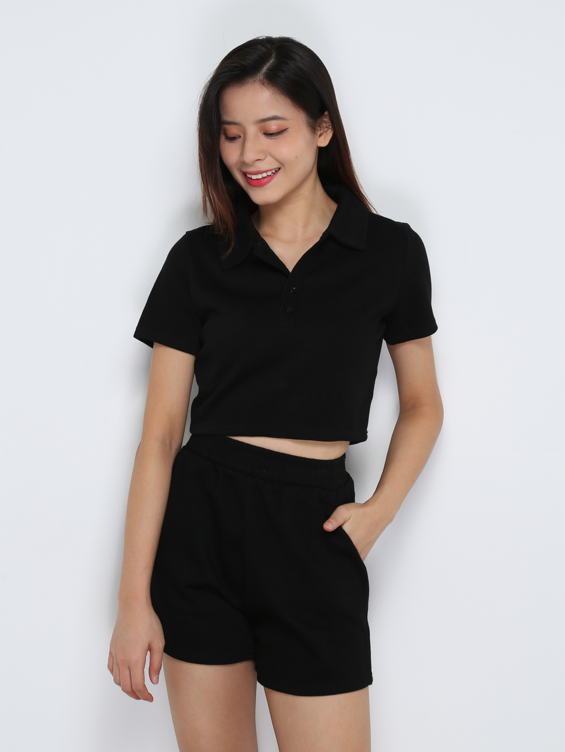 Short Sleeve Front Button Top With Short Pant Set 31654