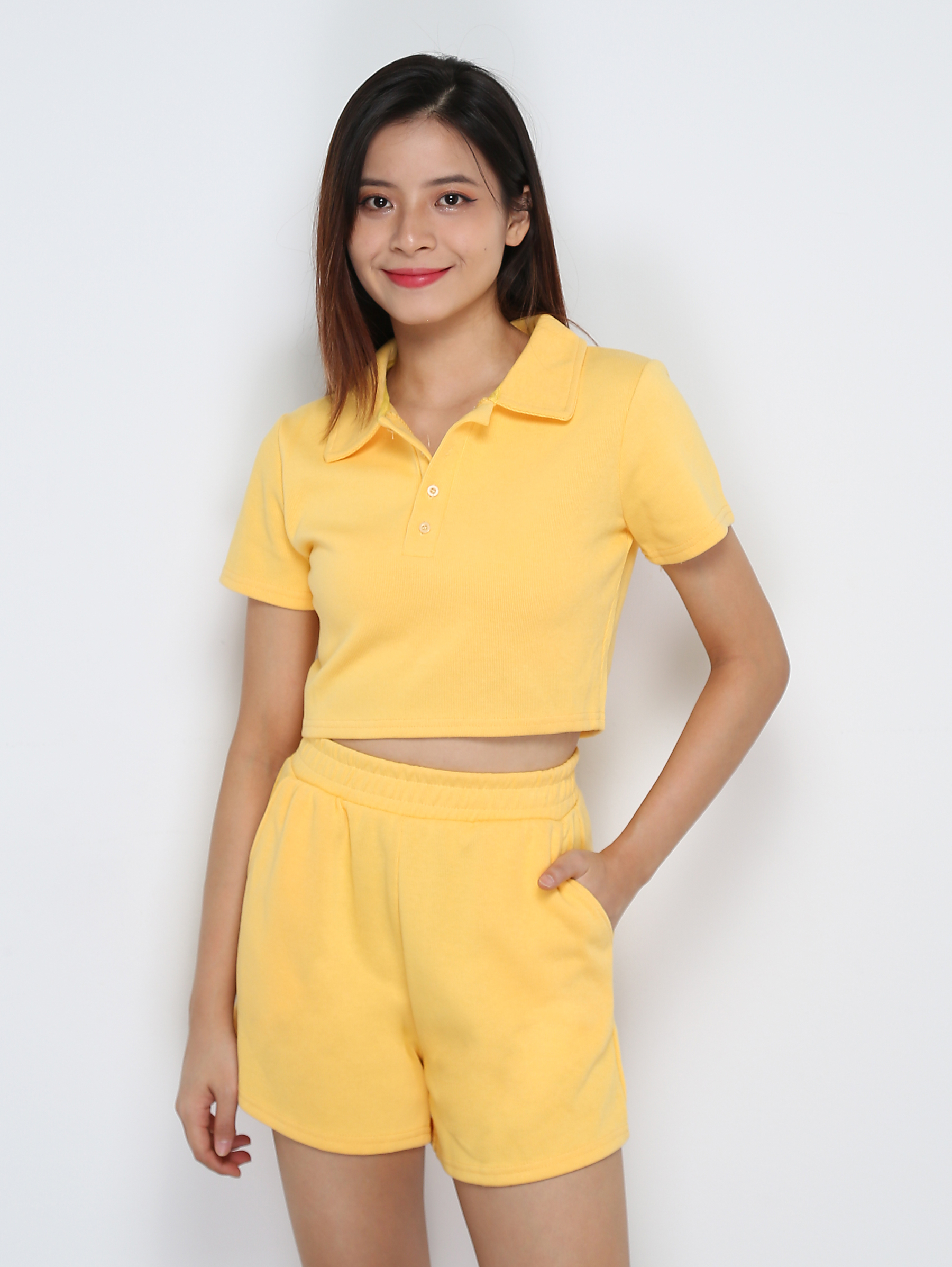 Short Sleeve Front Button Top With Short Pant Set 31654