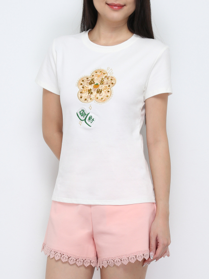 Short Sleeve Girl New Year Top 31675 