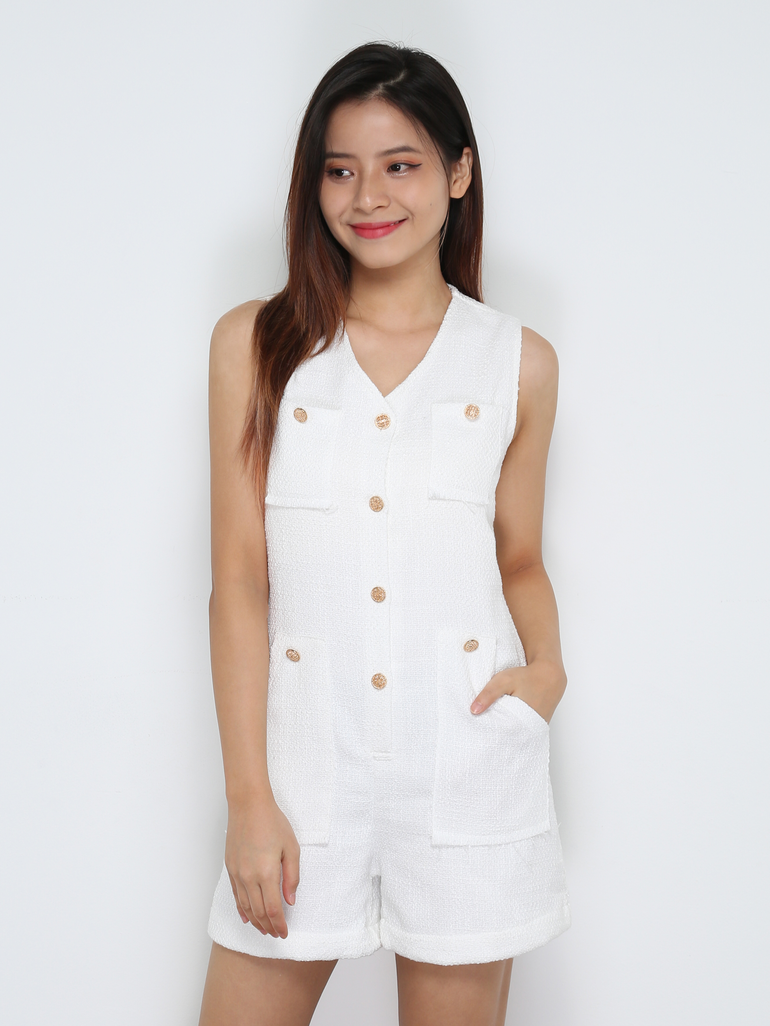 Sleeveless Front Button Jumpsuit 31739