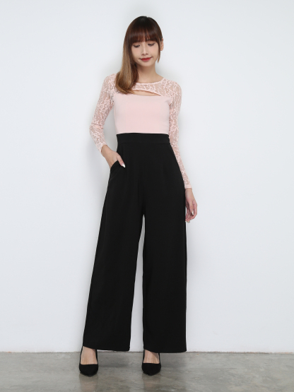 Two Tone Lace Long Sleeve Jumpsuit 31792