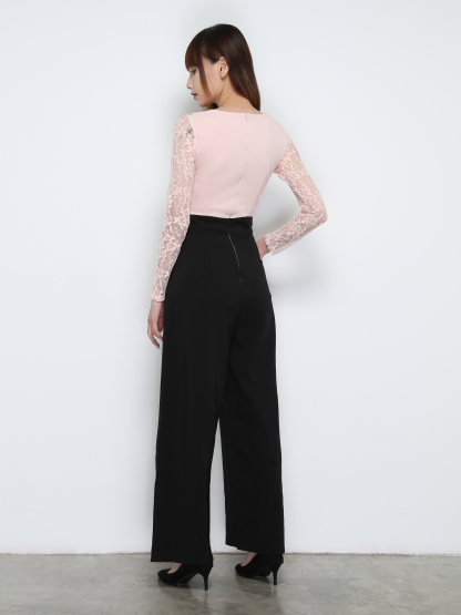 Two Tone Lace Long Sleeve Jumpsuit 31792