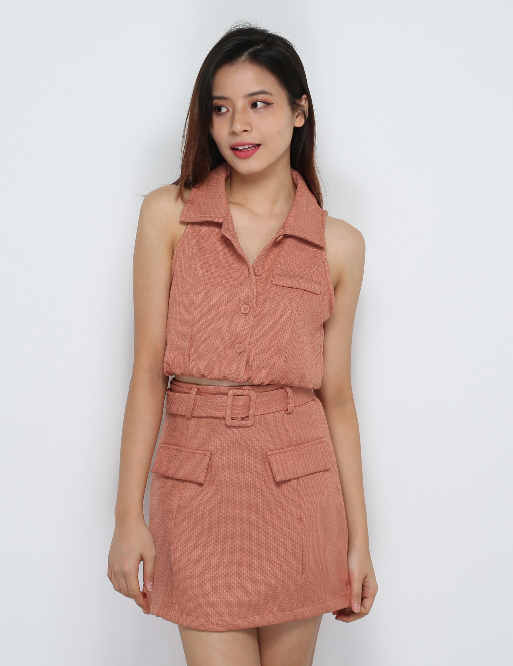 Sleeveless Top With Skirt Pants Set 31817