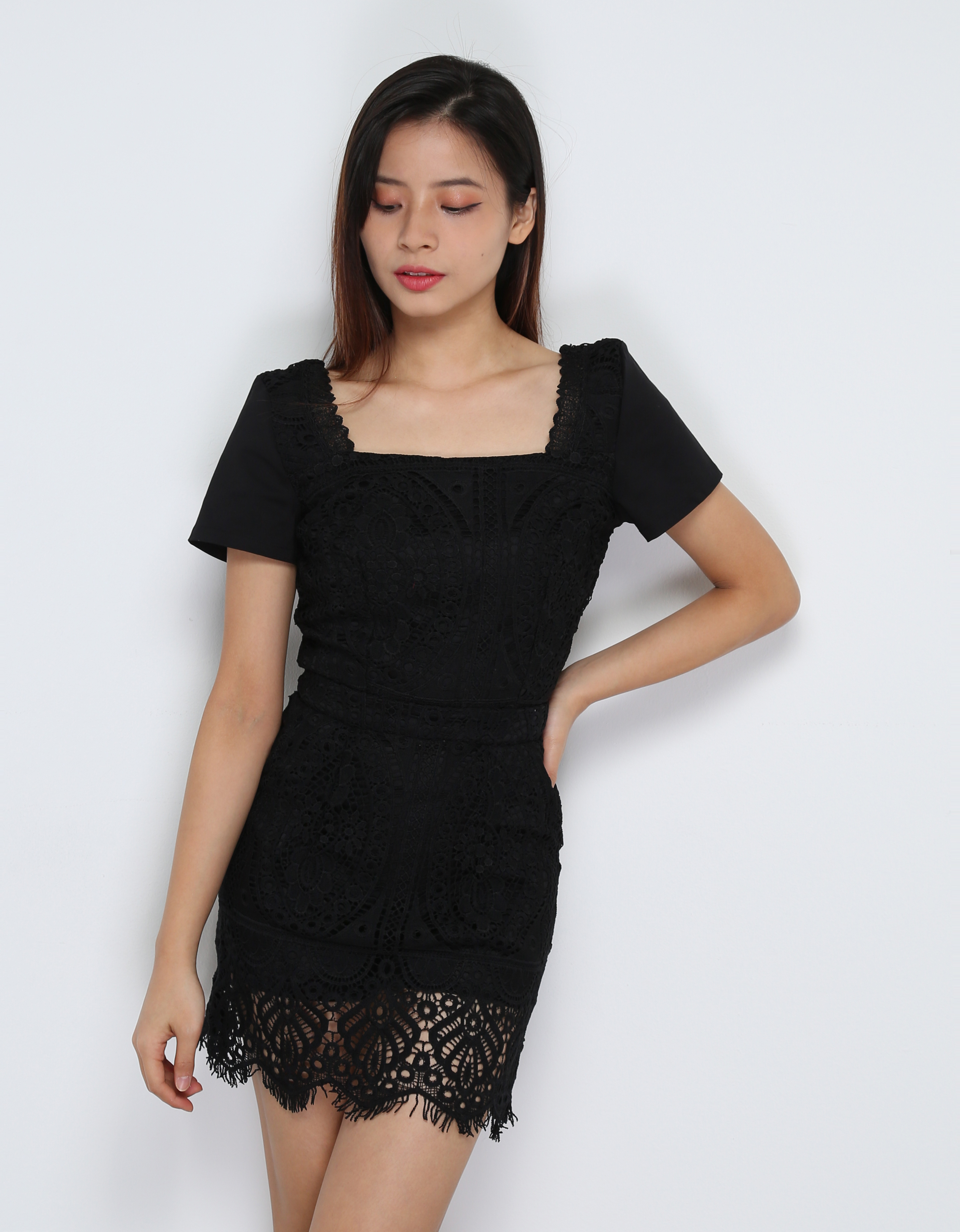 Short Sleeve Square Neck Top With Skirt Pant Set 31859