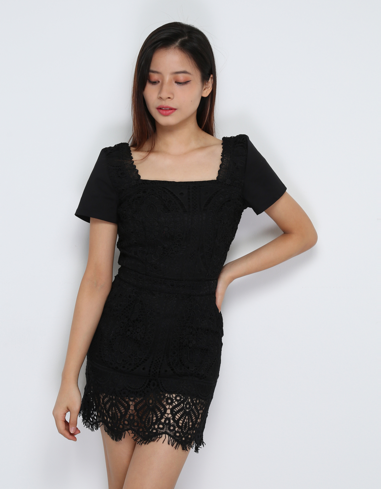 Short Sleeve Square Neck Top With Skirt Pant Set 31859