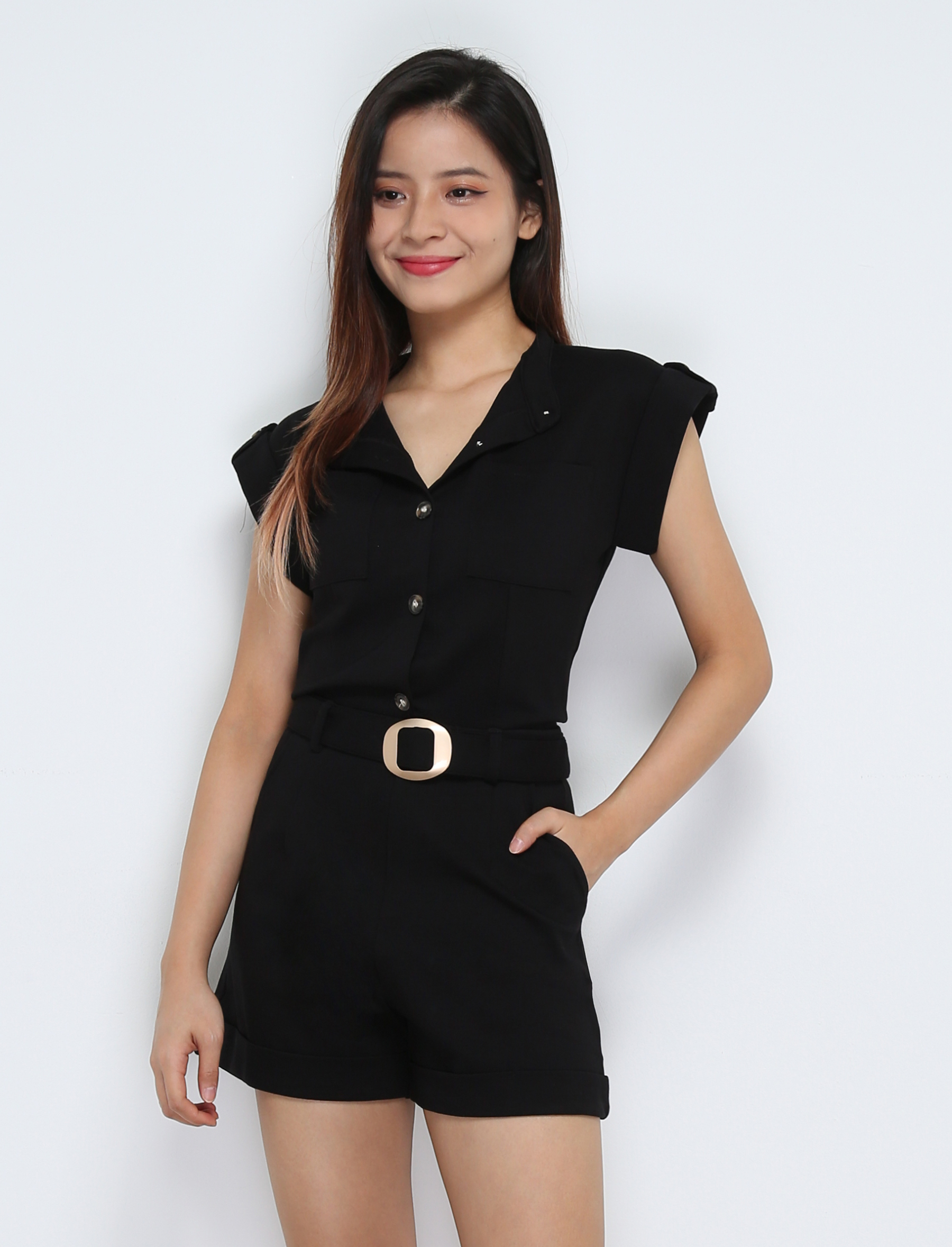 Short Sleeve Front Button Top With Short Pant Set 31861