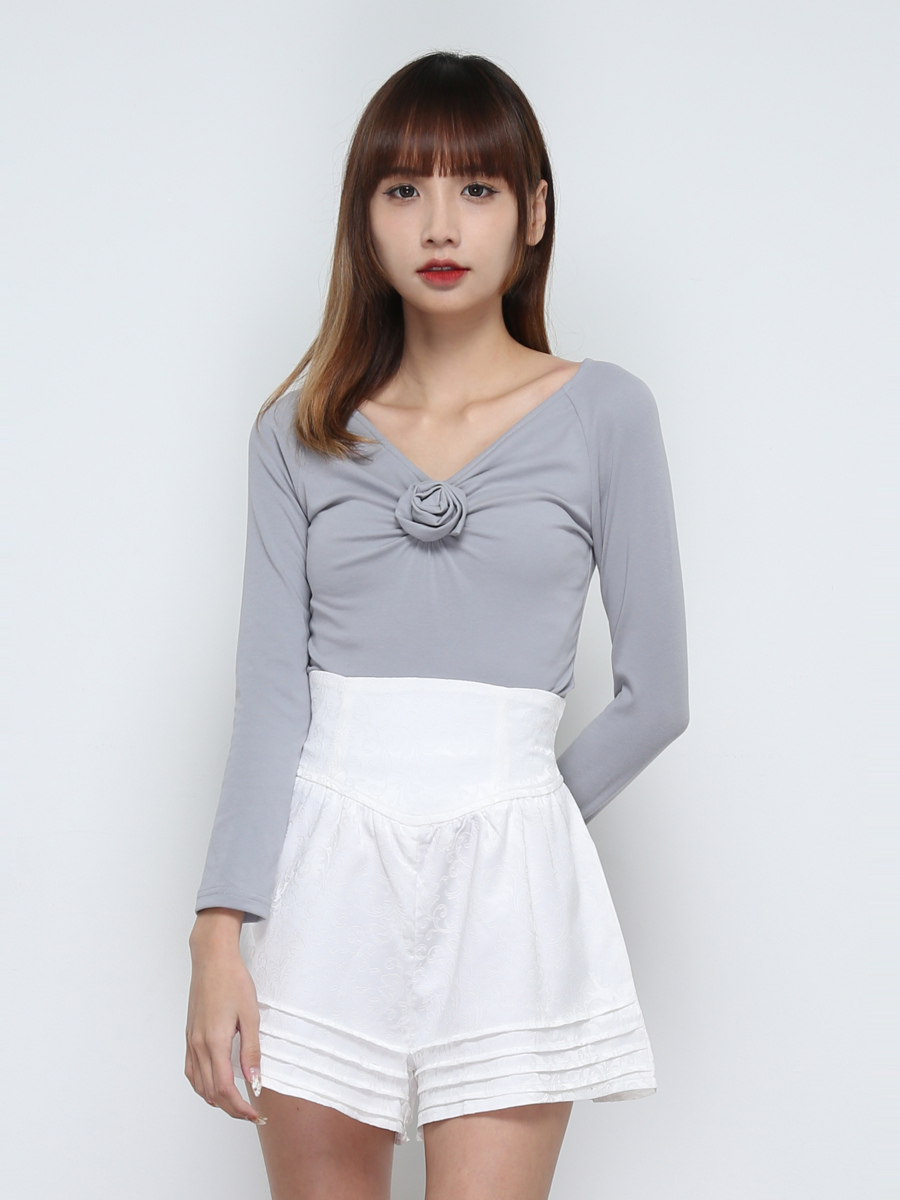 High Waist Back Zip Pleated Short Pant 32071