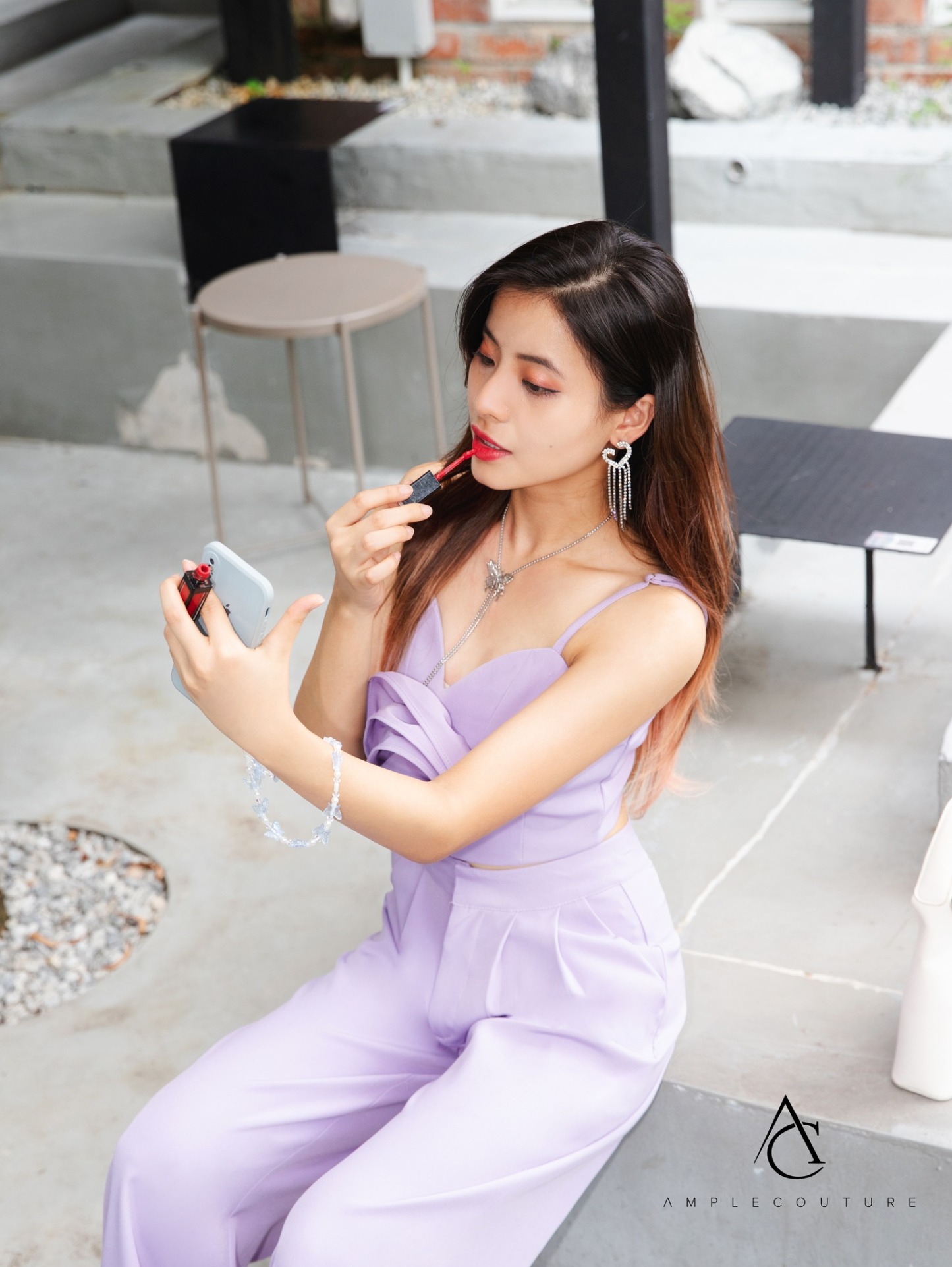 Sleeveless Front Rose Top With Long Pants Set 31949