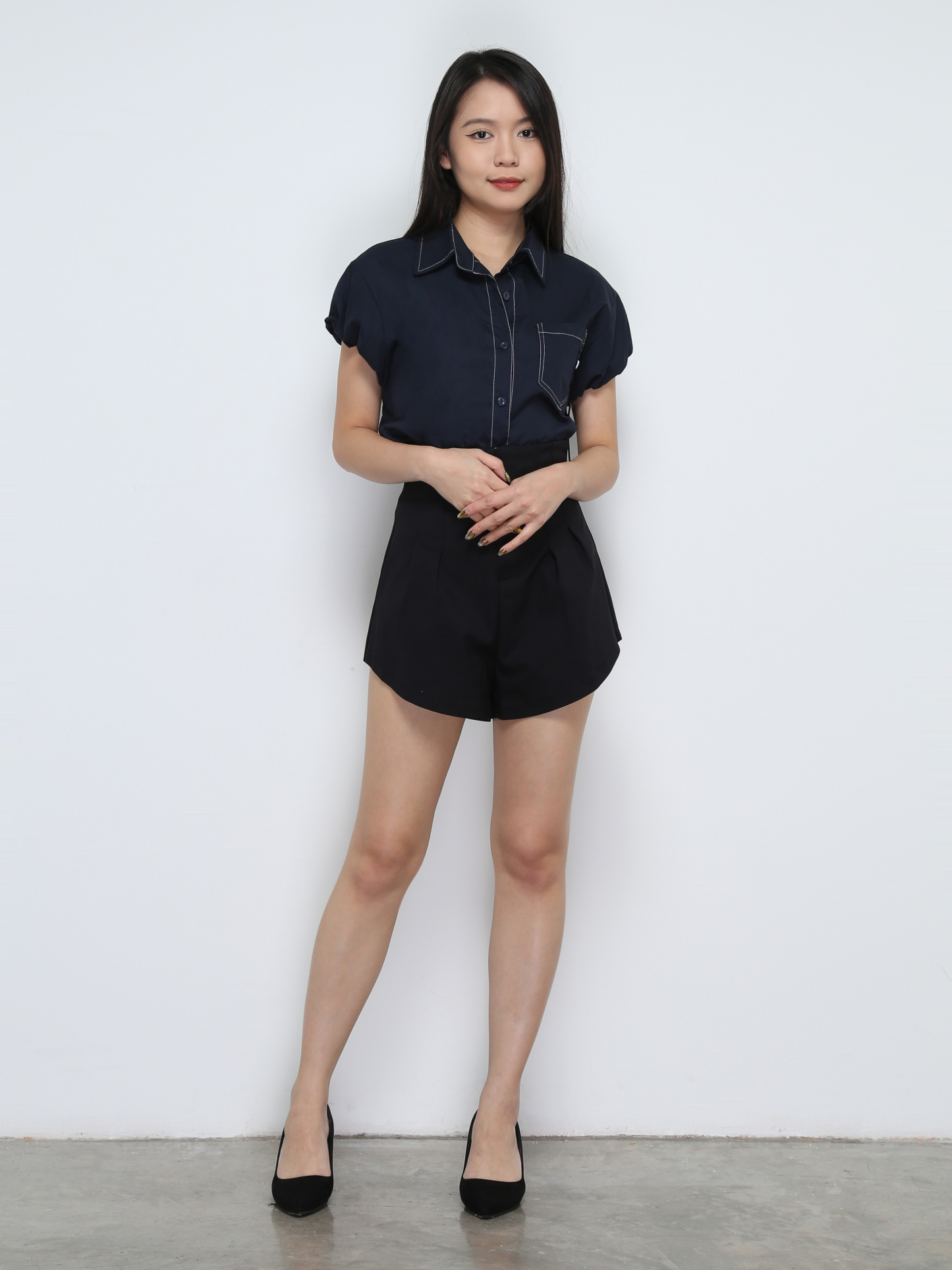 Front Zip Pleated Short Pant 31923
