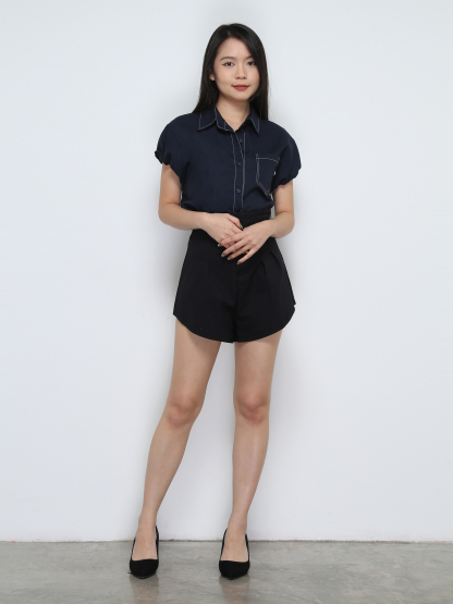 Front Zip Pleated Short Pant 31923