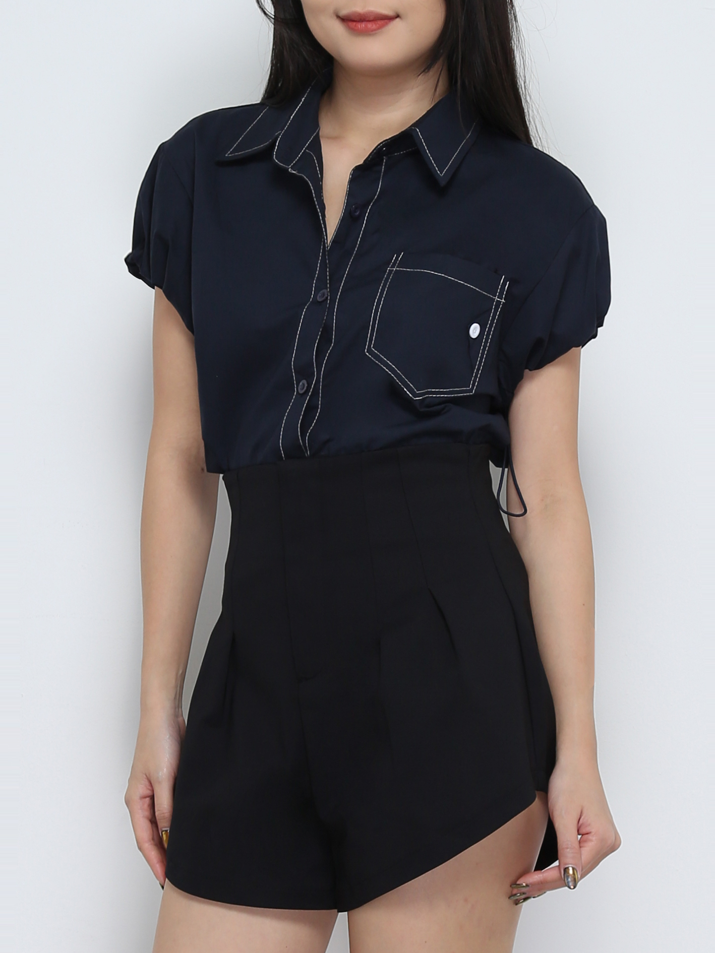 Front Zip Pleated Short Pant 31923