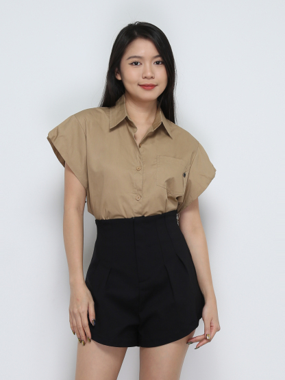Front Zip Pleated Short Pant 31923