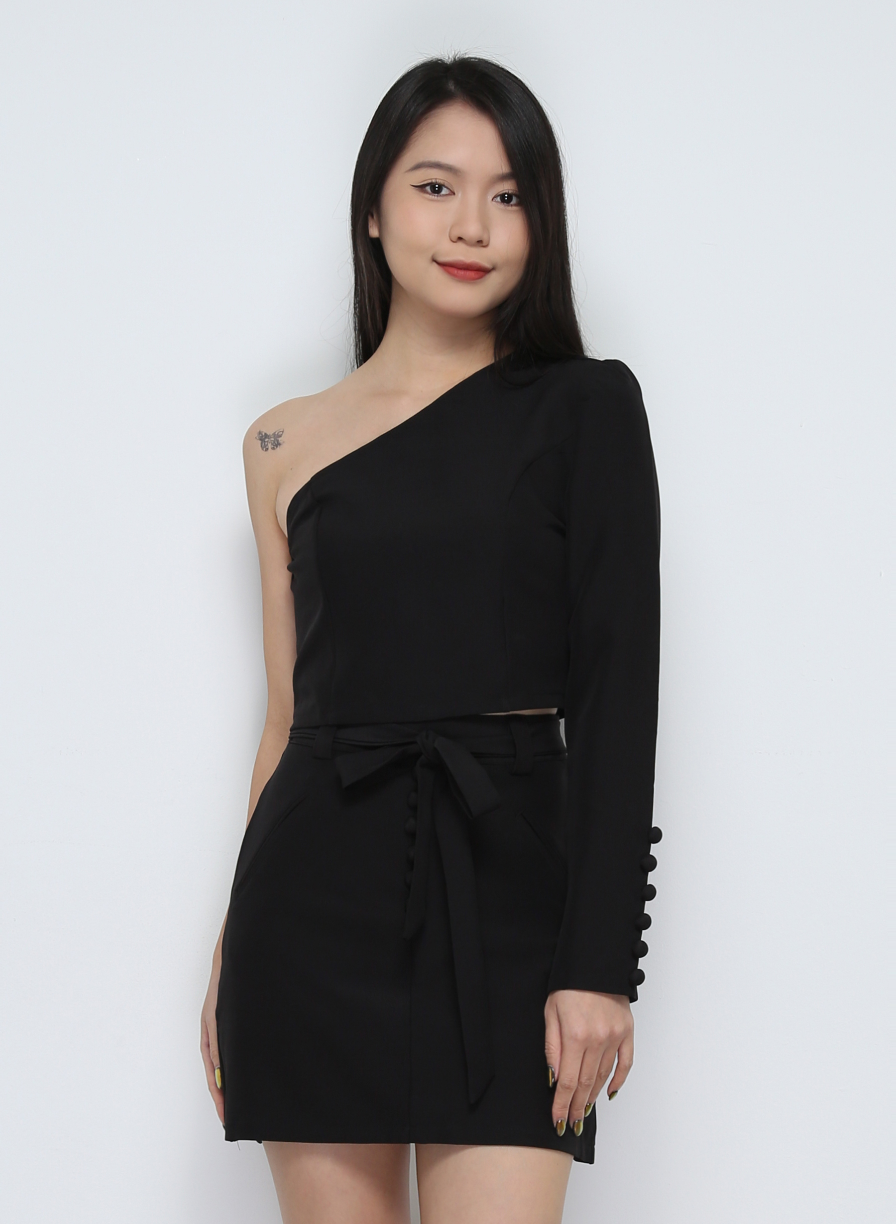 One Shoulder Top With Skirt Set 32072