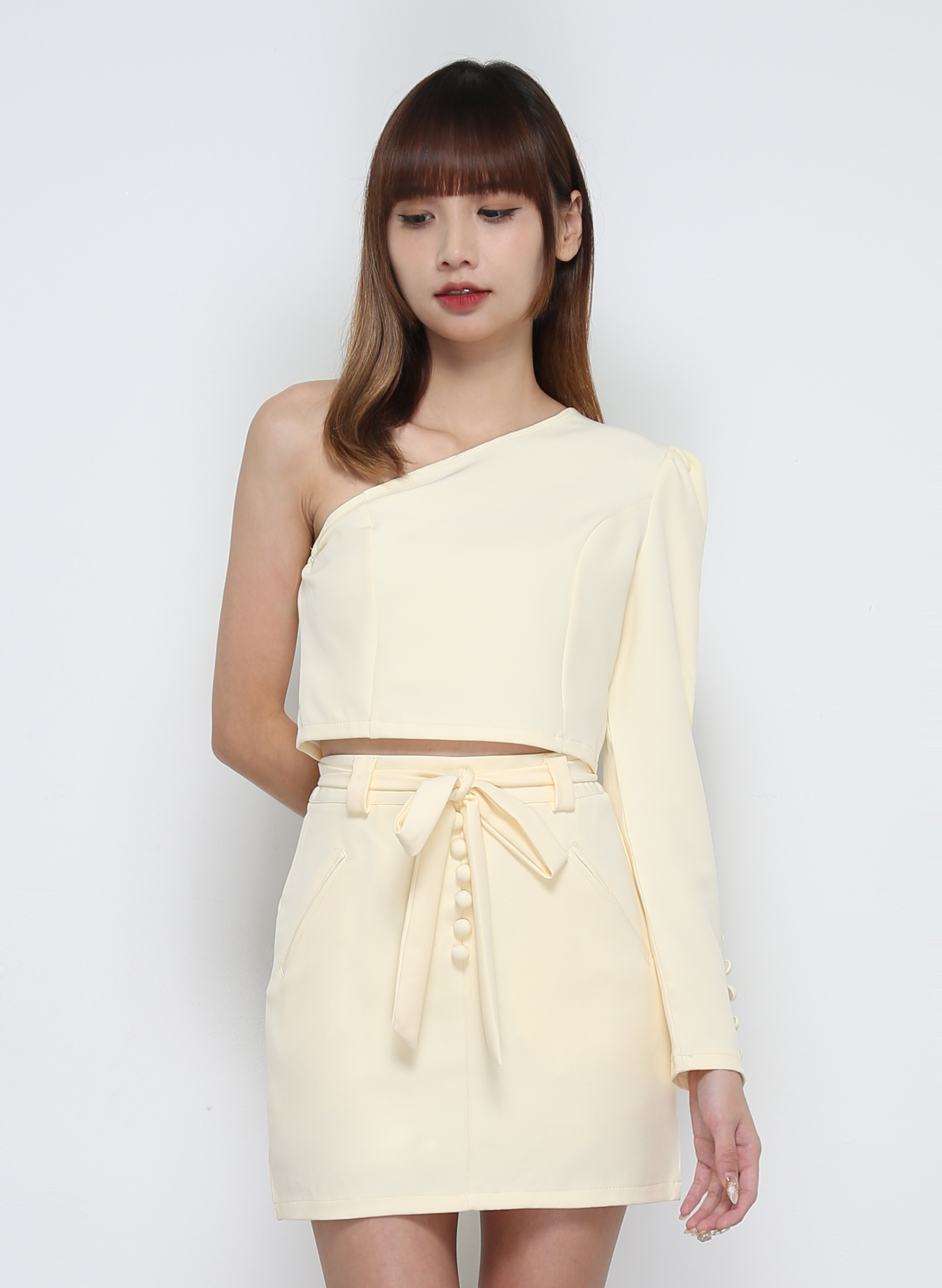 One Shoulder Top With Skirt Set 32072