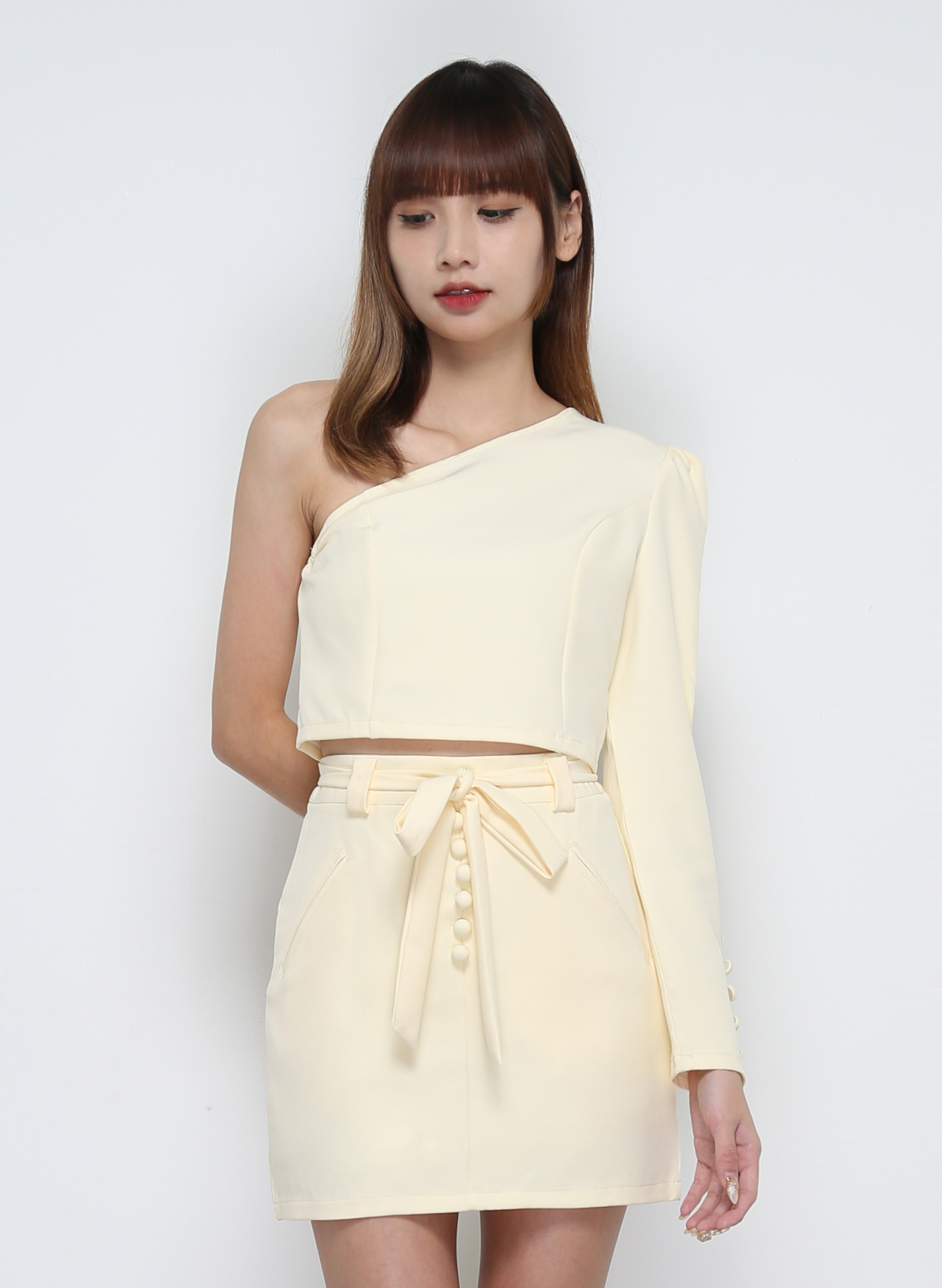 One Shoulder Top With Skirt Set 32072