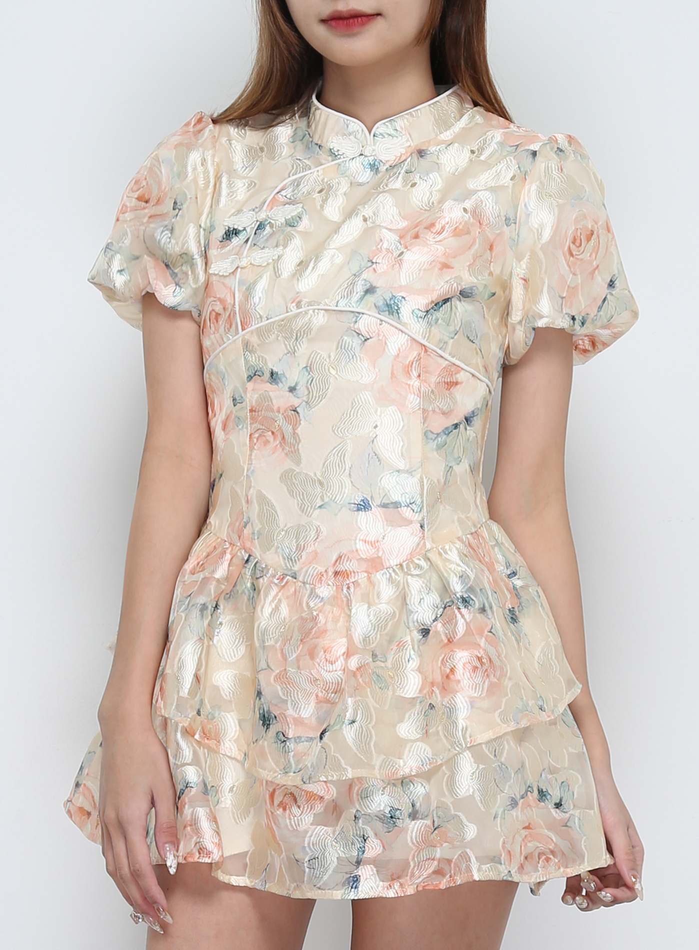 Puff Sleeve Pleated Dress 32075