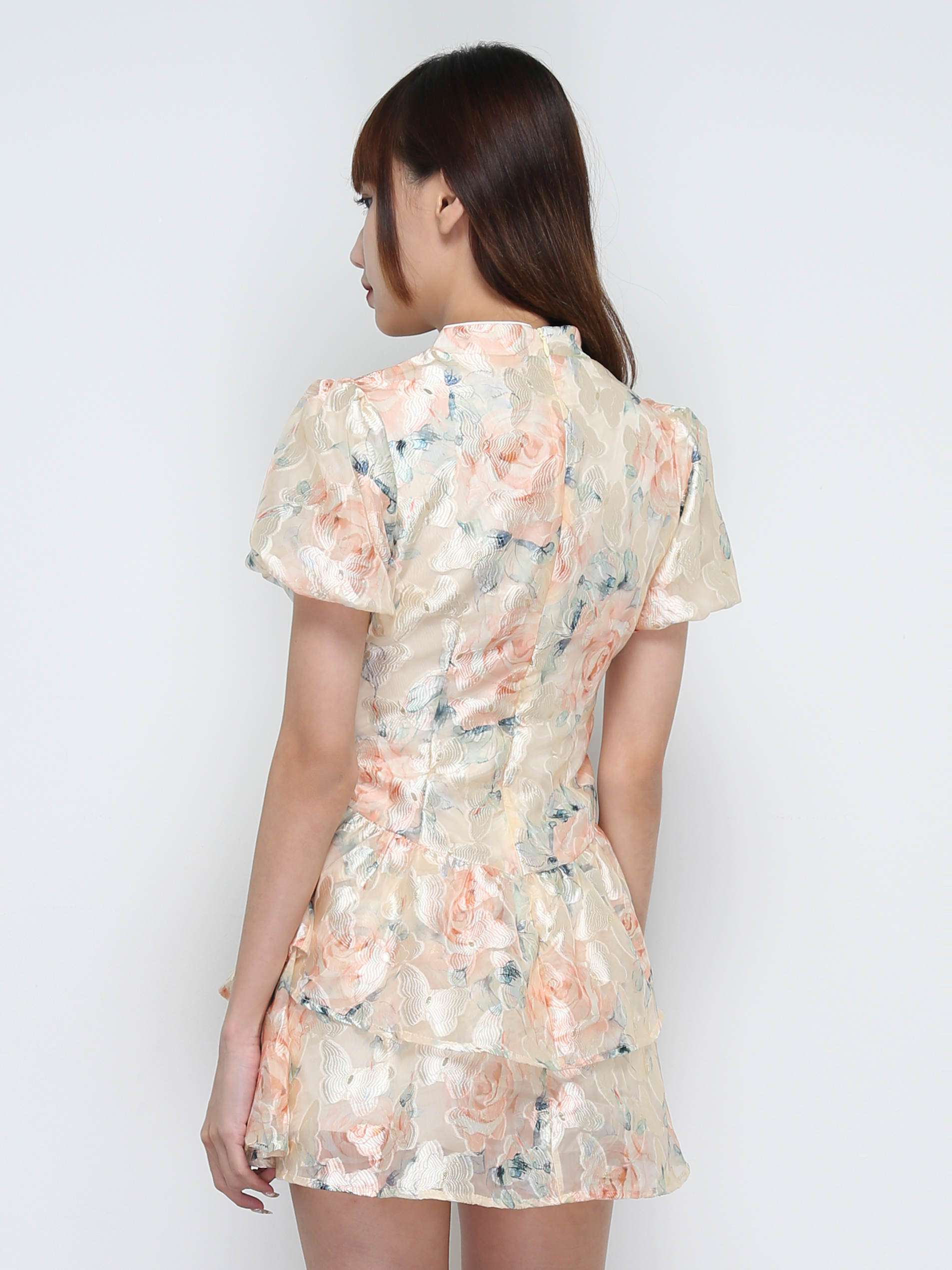 Puff Sleeve Pleated Dress 32075