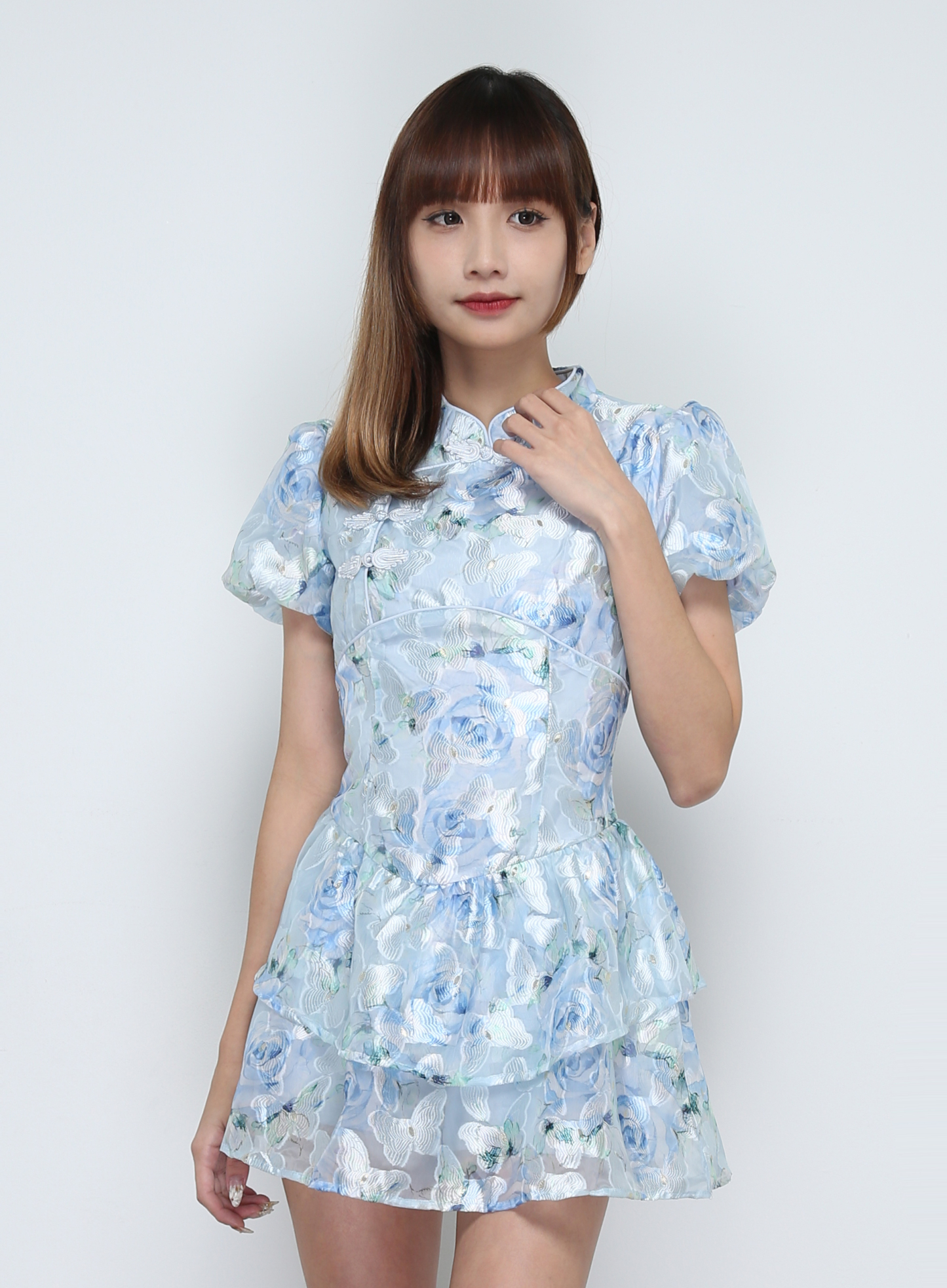 Puff Sleeve Pleated Dress 32075