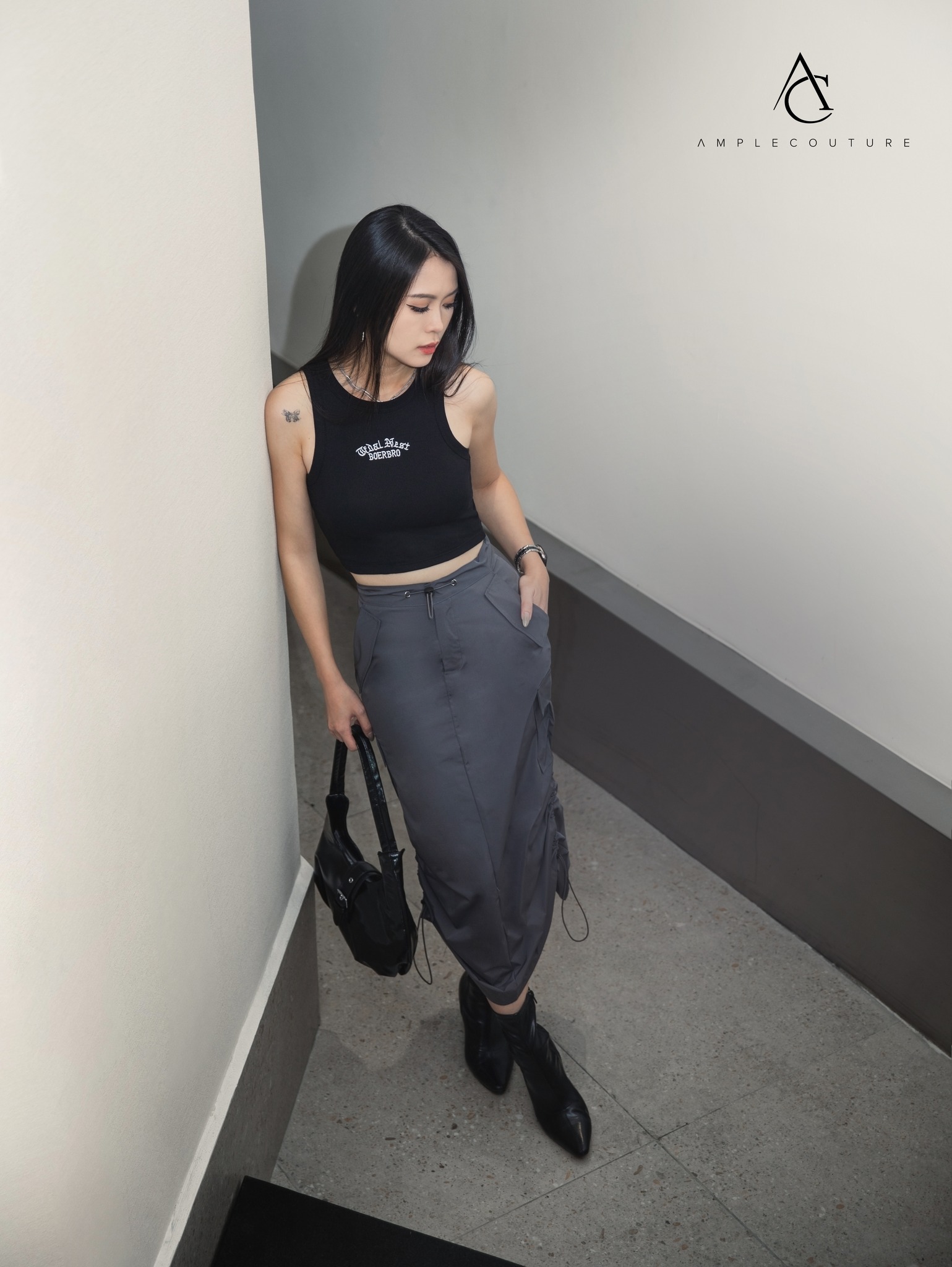 Side Drawstring Long Skirt 33499