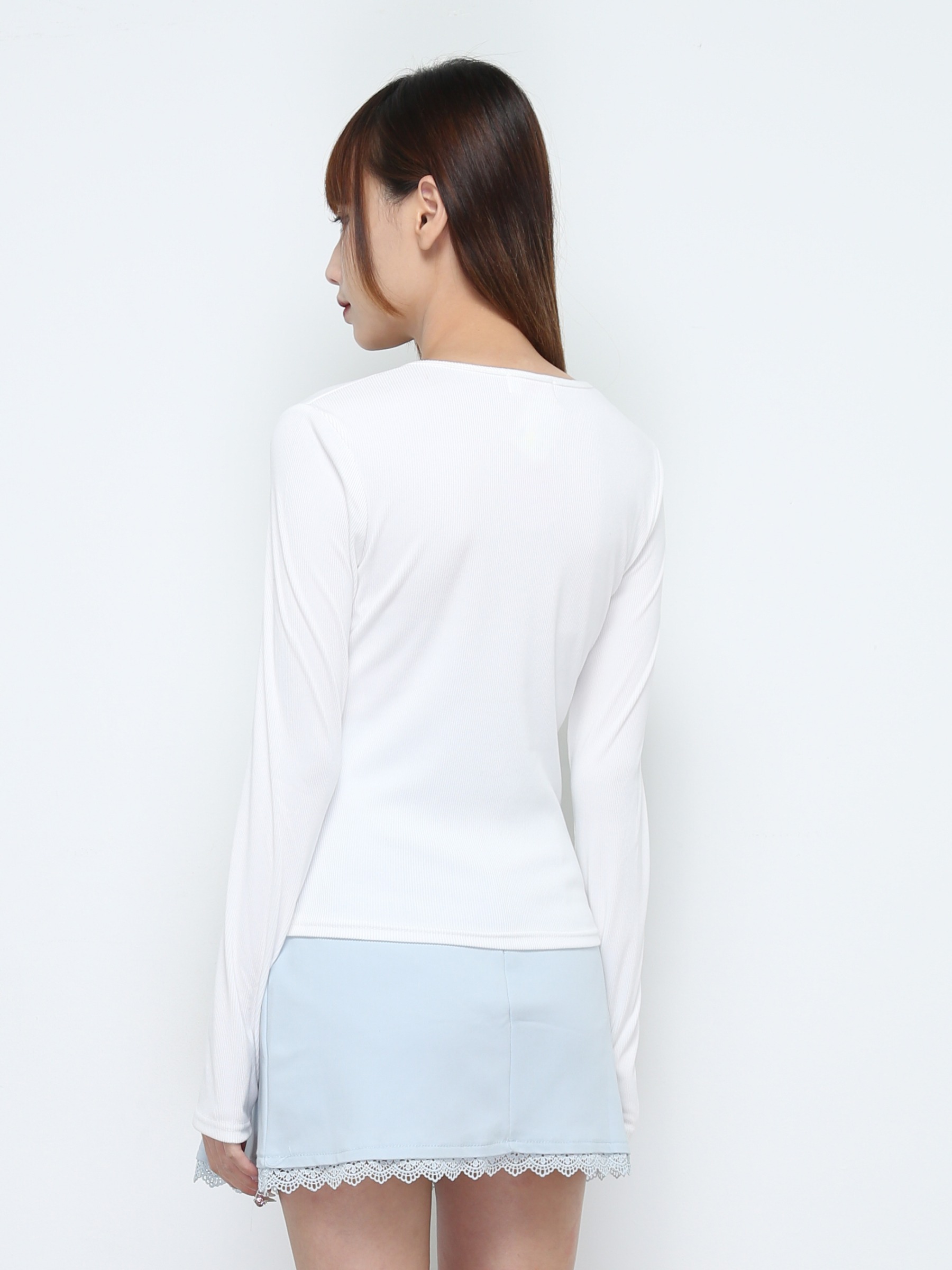 High Waist Side Pleated With Lace Skirt Pants 32190