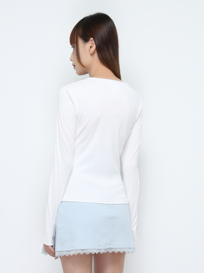 High Waist Side Pleated With Lace Skirt Pants 32190