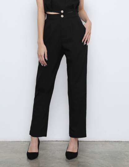 Sleeveless Front Button Top With long Pants Set 32252