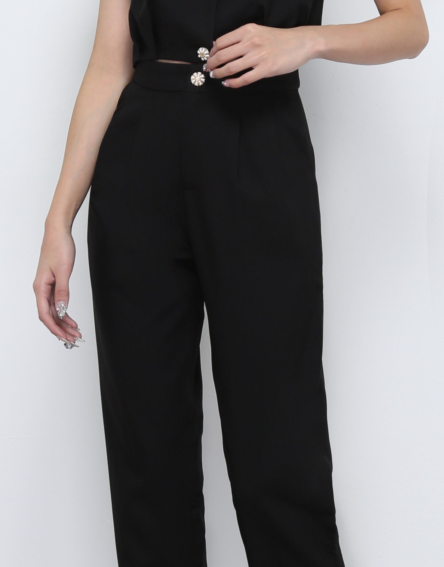 Sleeveless Front Button Top With long Pants Set 32252